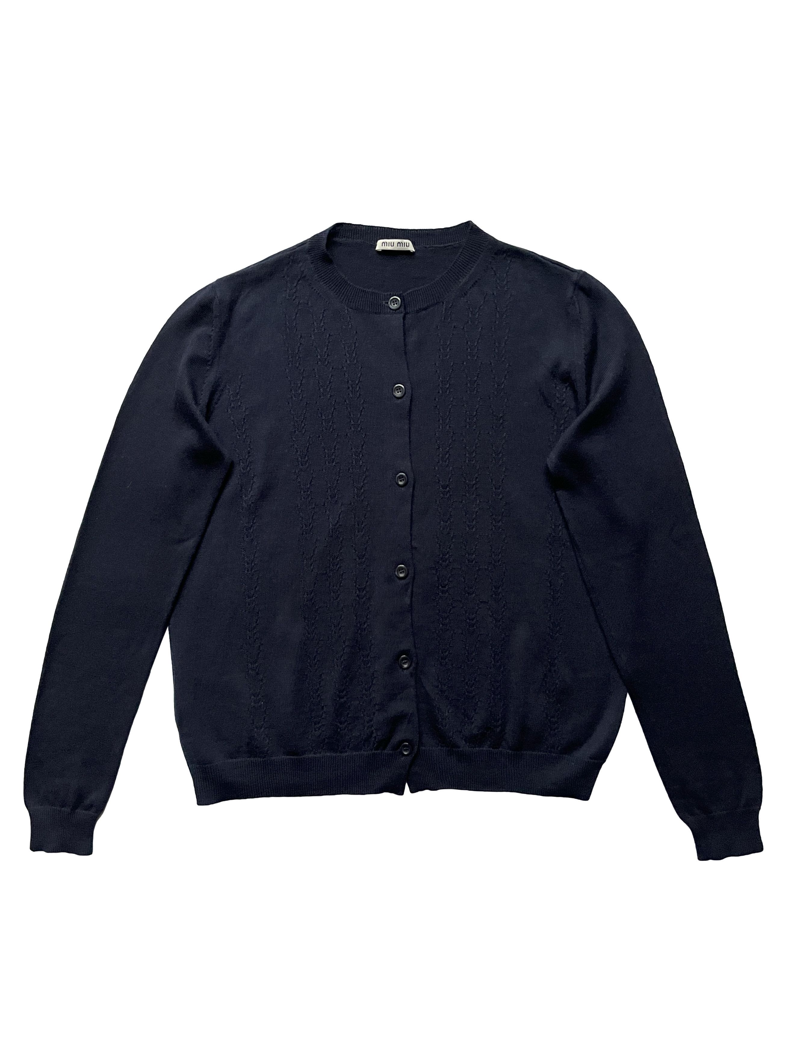 Miu Miu ⚡️QUICK SALE⚡️Miu Miu Navy Round-neck Cardigan Size S / US 4 / IT 40 - 1 Thumbnail