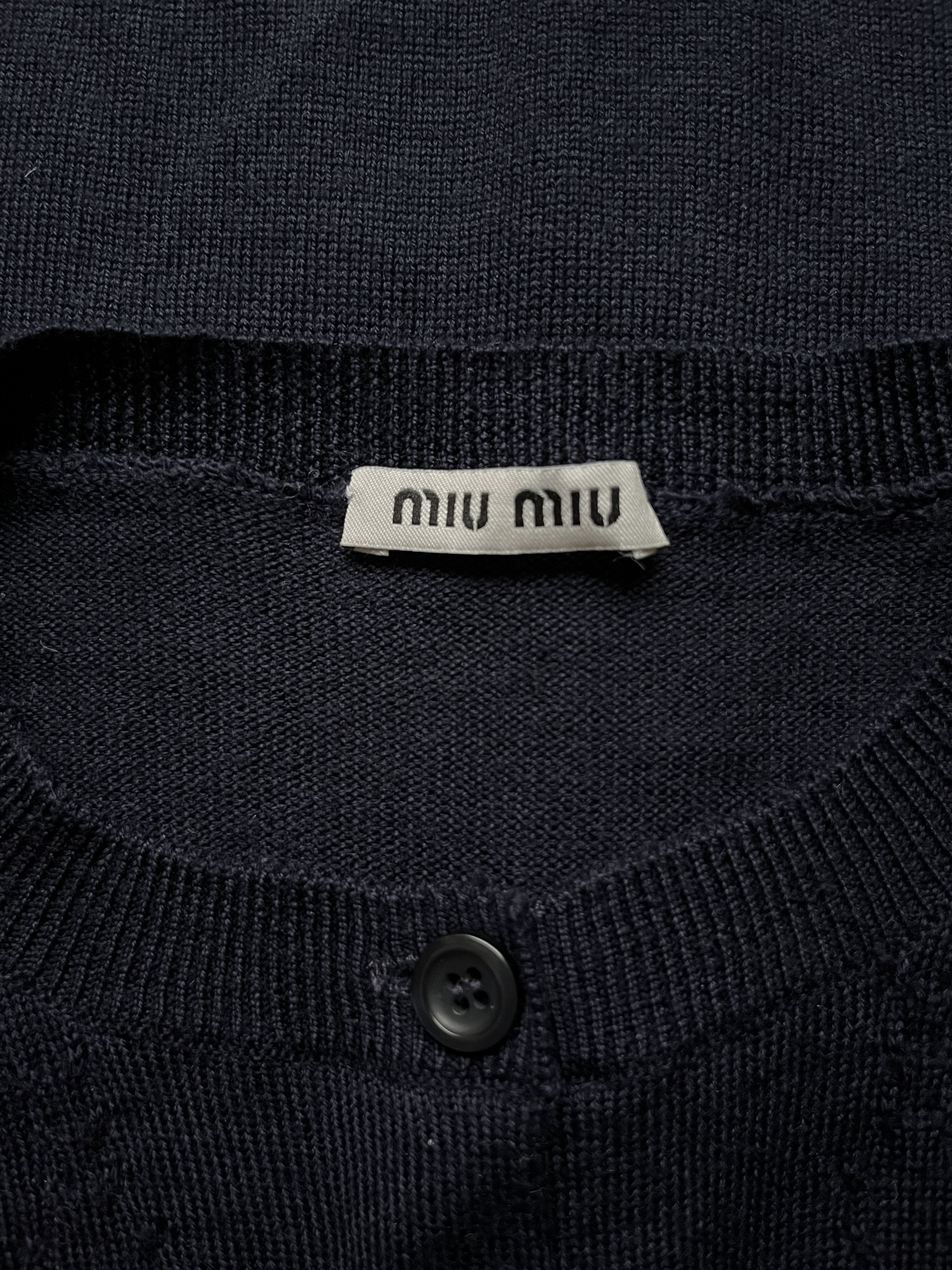 Miu Miu ⚡️QUICK SALE⚡️Miu Miu Navy Round-neck Cardigan Size S / US 4 / IT 40 - 4 Thumbnail