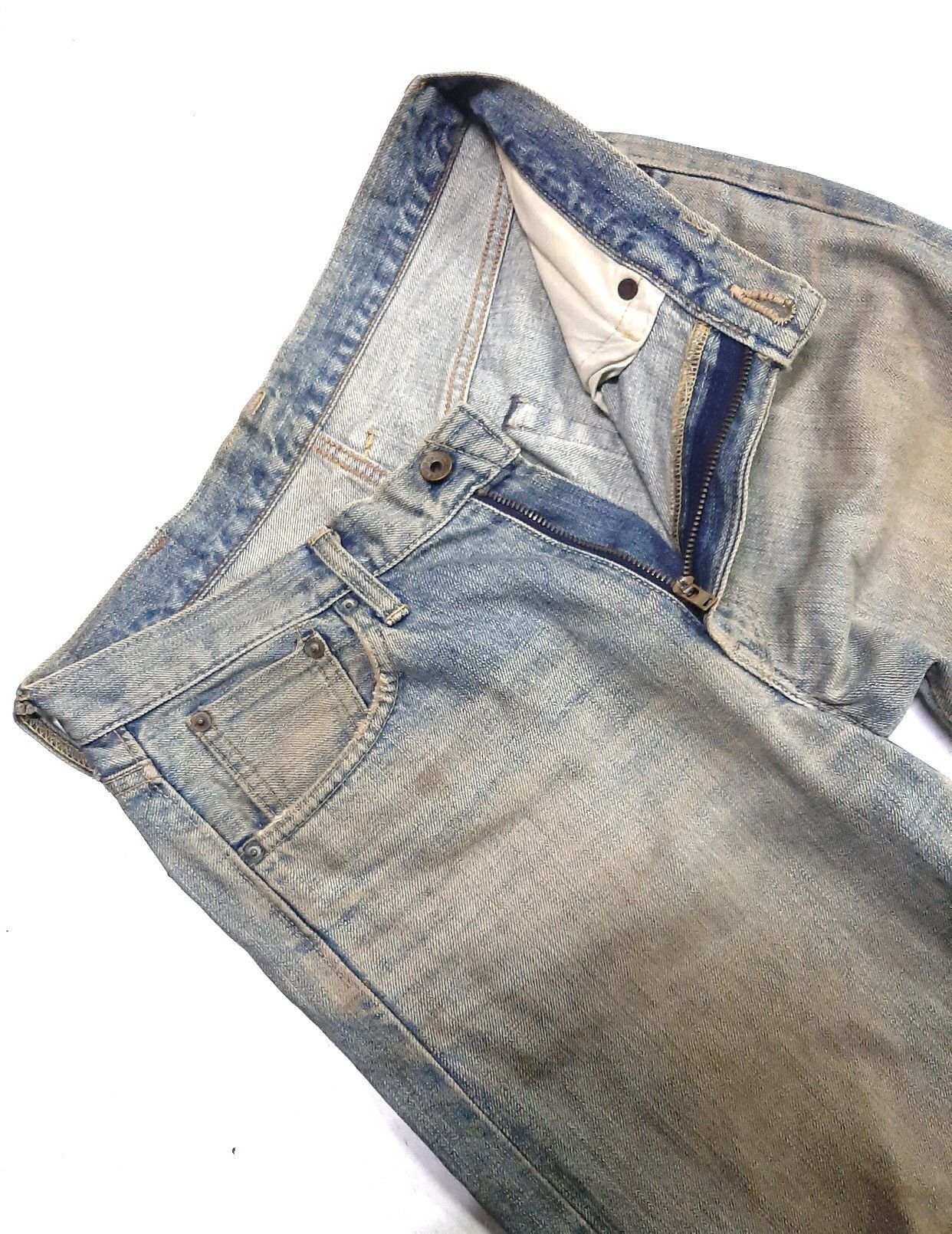 Edwin × Vintage VINTAGE EDWIN 505zx RUSTY BLUE WASH SELVEDGE DISTRESSED Size US 31 - 5 Thumbnail