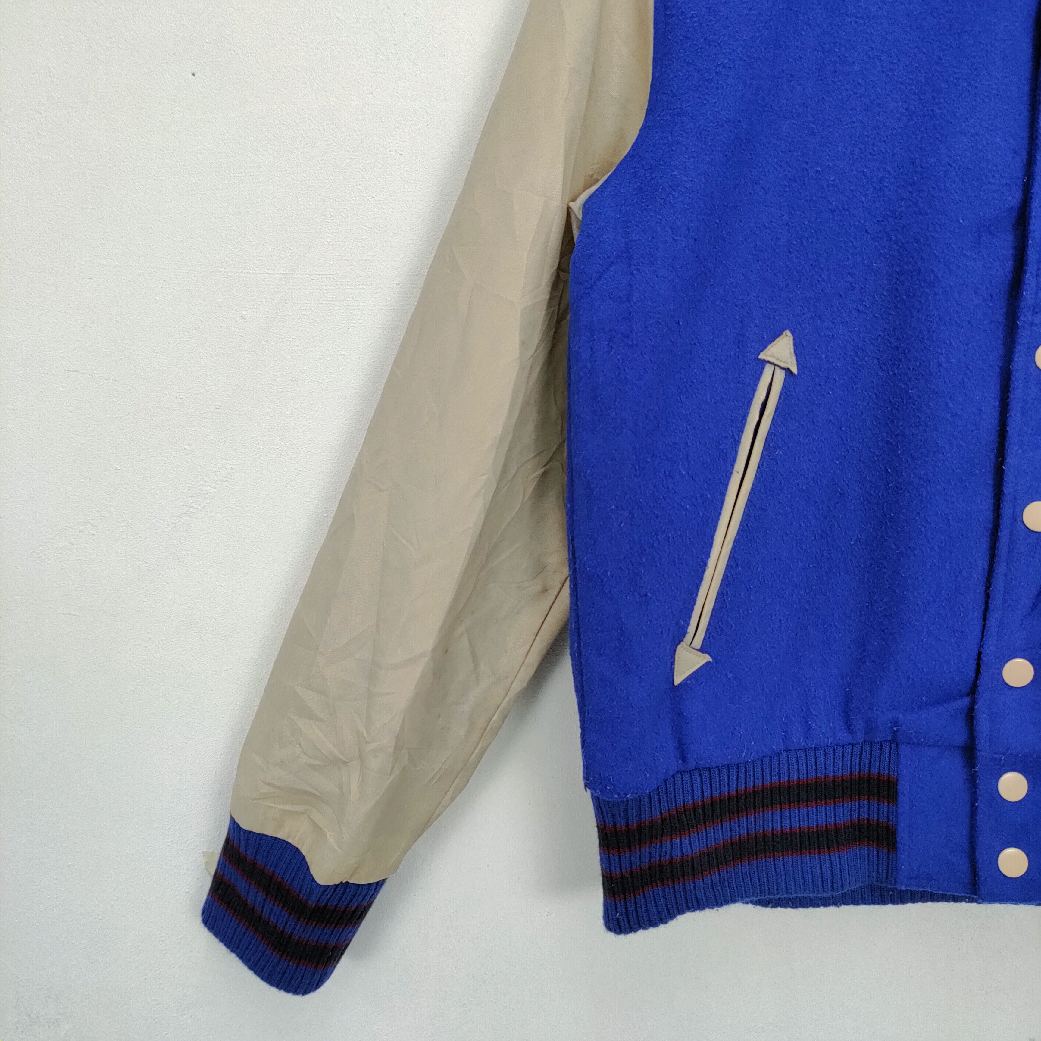 Japanese Brand SHAGGY BLUE WOOL VARSITY JACKET Size US M / EU 48-50 / 2 - 4 Thumbnail