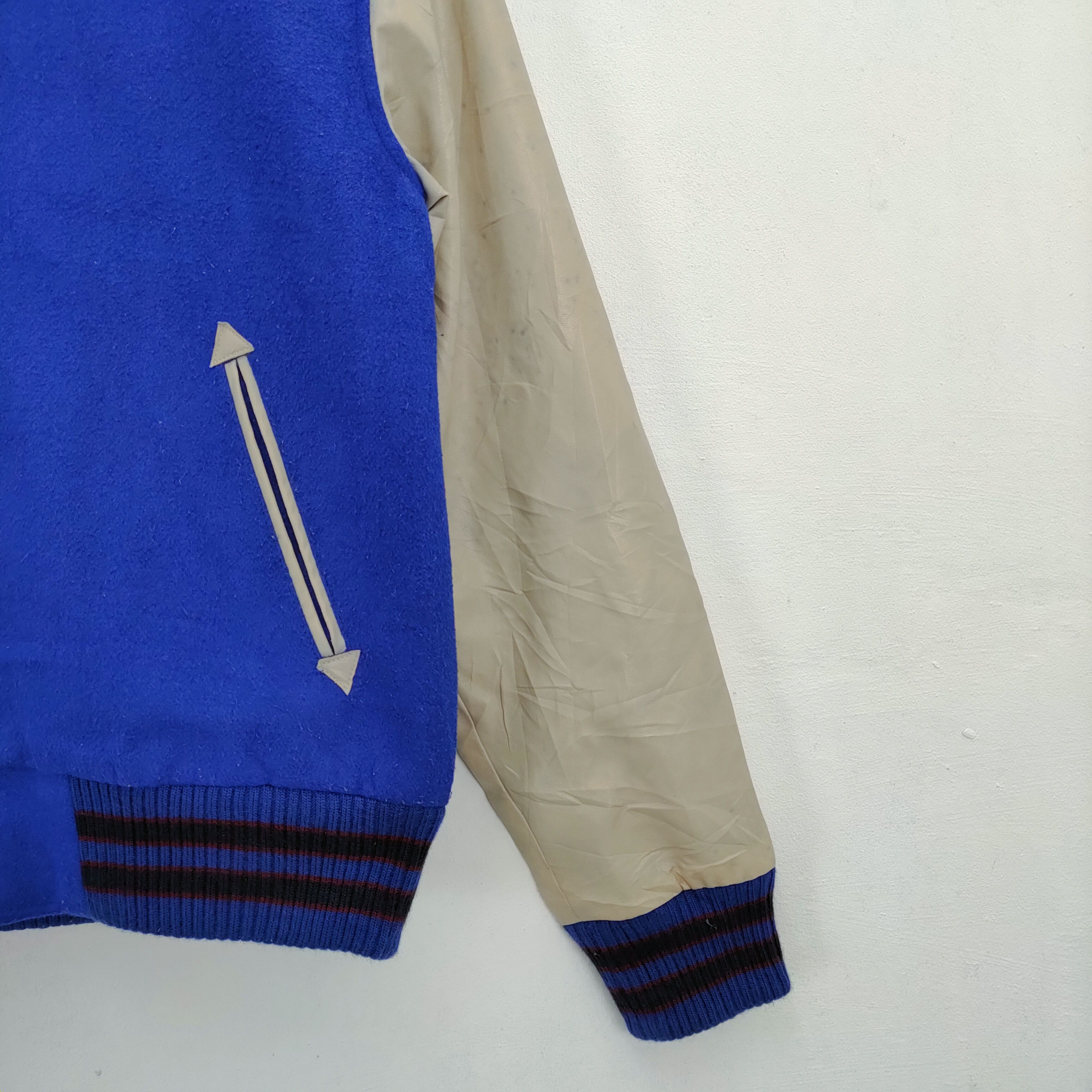 Japanese Brand SHAGGY BLUE WOOL VARSITY JACKET Size US M / EU 48-50 / 2 - 5 Thumbnail