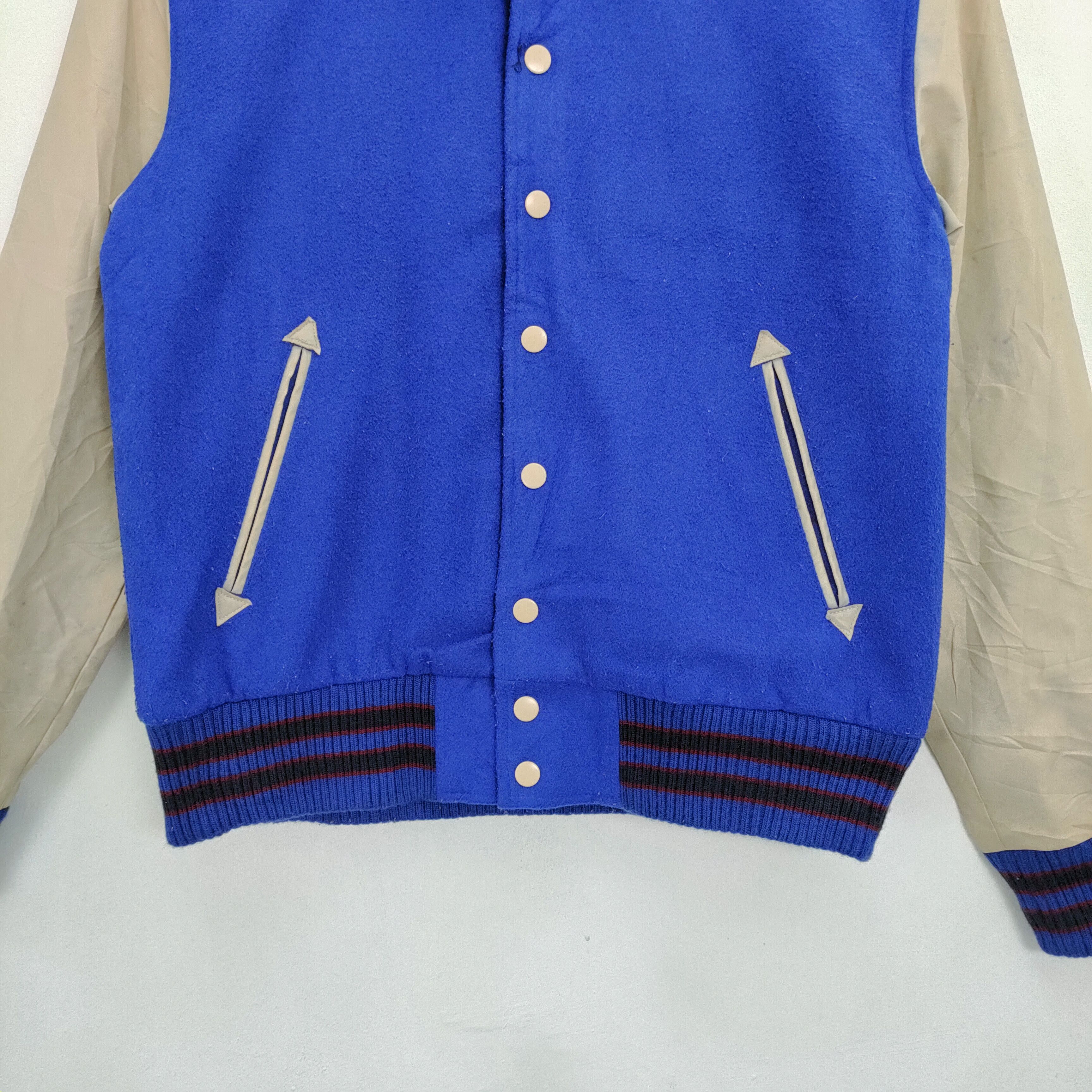 Japanese Brand SHAGGY BLUE WOOL VARSITY JACKET Size US M / EU 48-50 / 2 - 3 Thumbnail