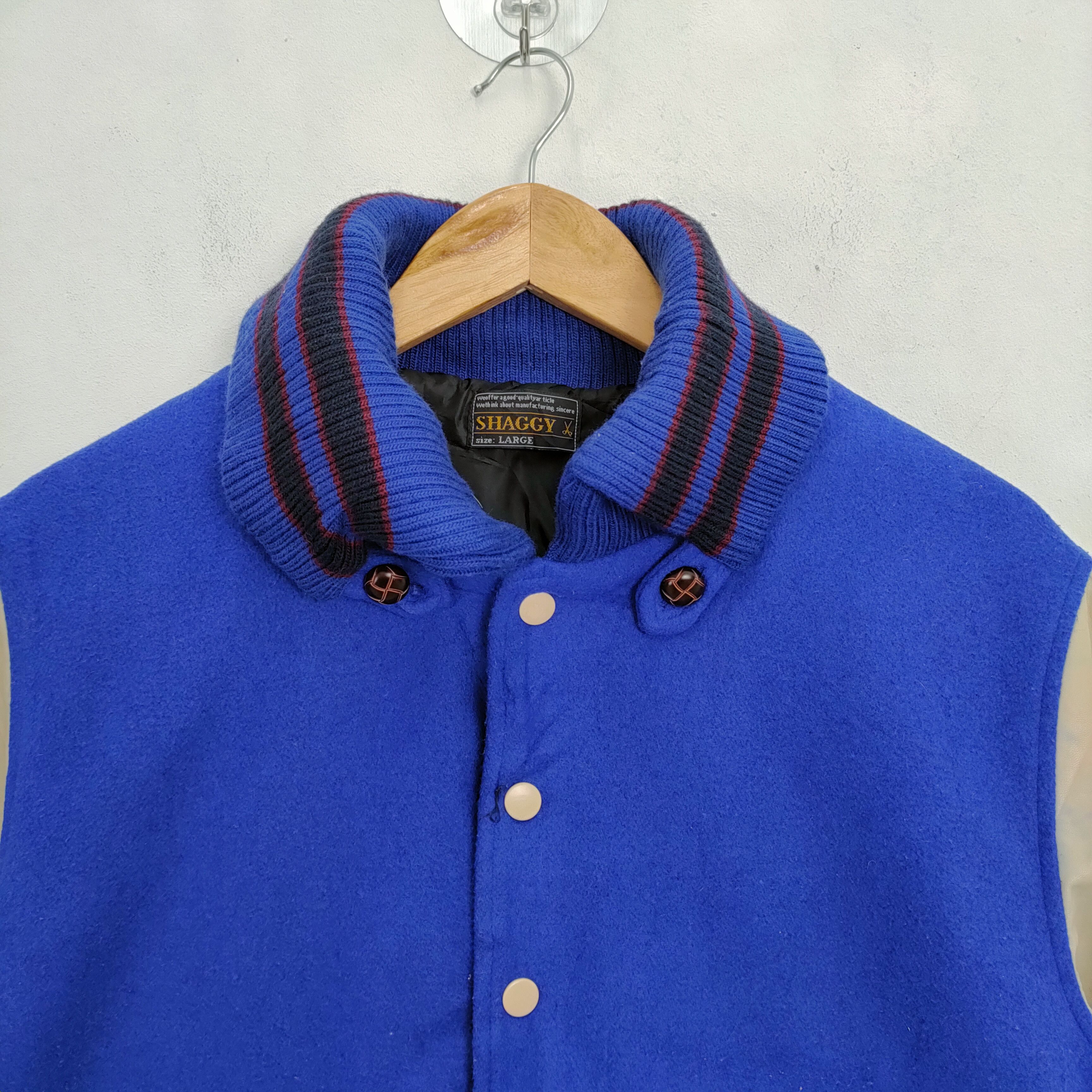 Japanese Brand SHAGGY BLUE WOOL VARSITY JACKET Size US M / EU 48-50 / 2 - 2 Thumbnail