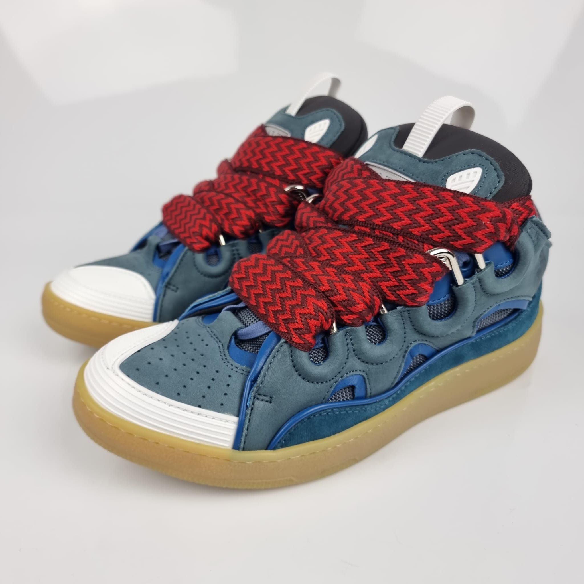 image of Lanvin Curb Blue And Red Sneakers New Ss23 in Green, Men's (Size 9)