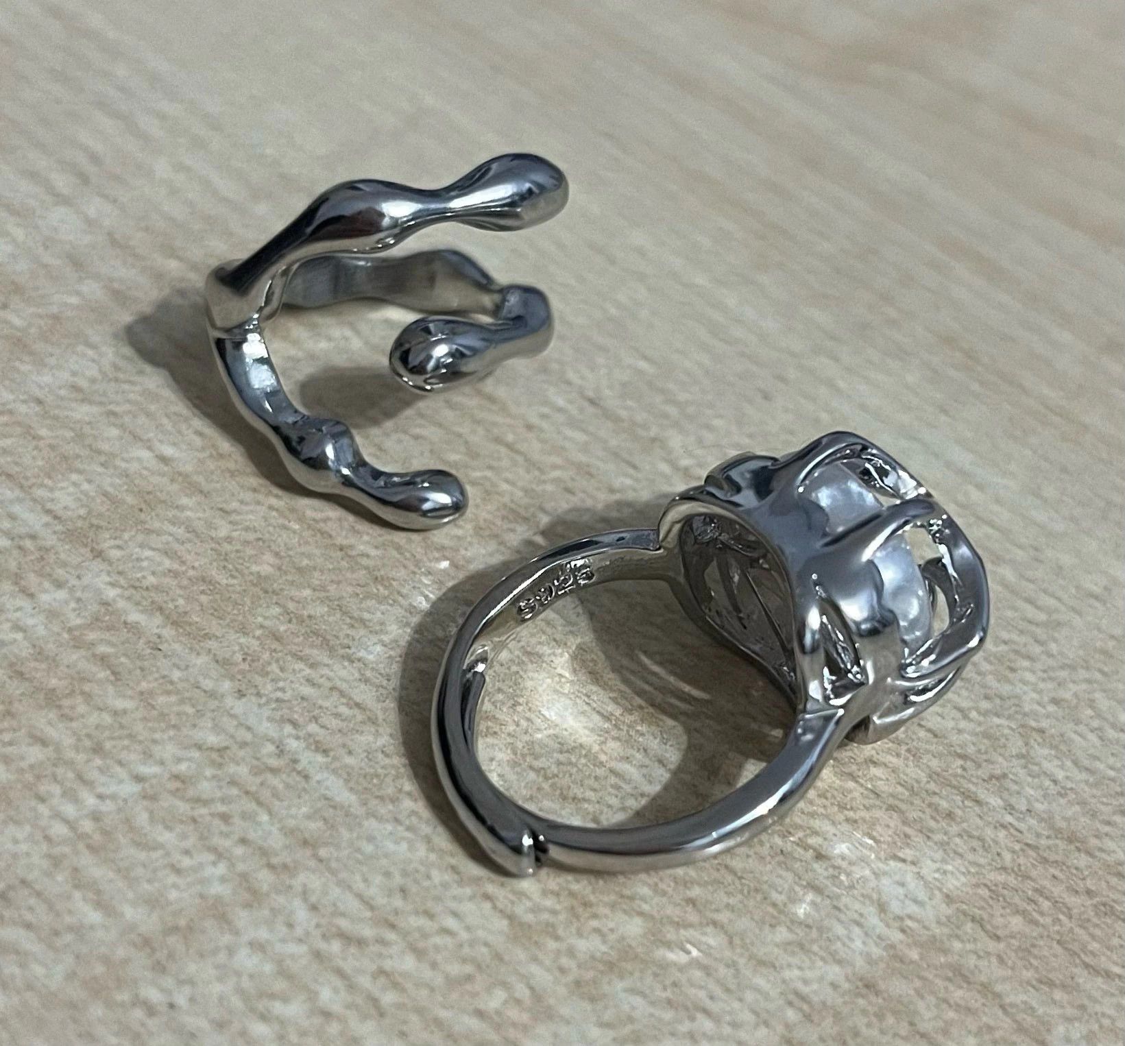 Jewelry 2pcs/set Minimalist Irregular Twined Finger Rings Size ONE SIZE - 6 Thumbnail