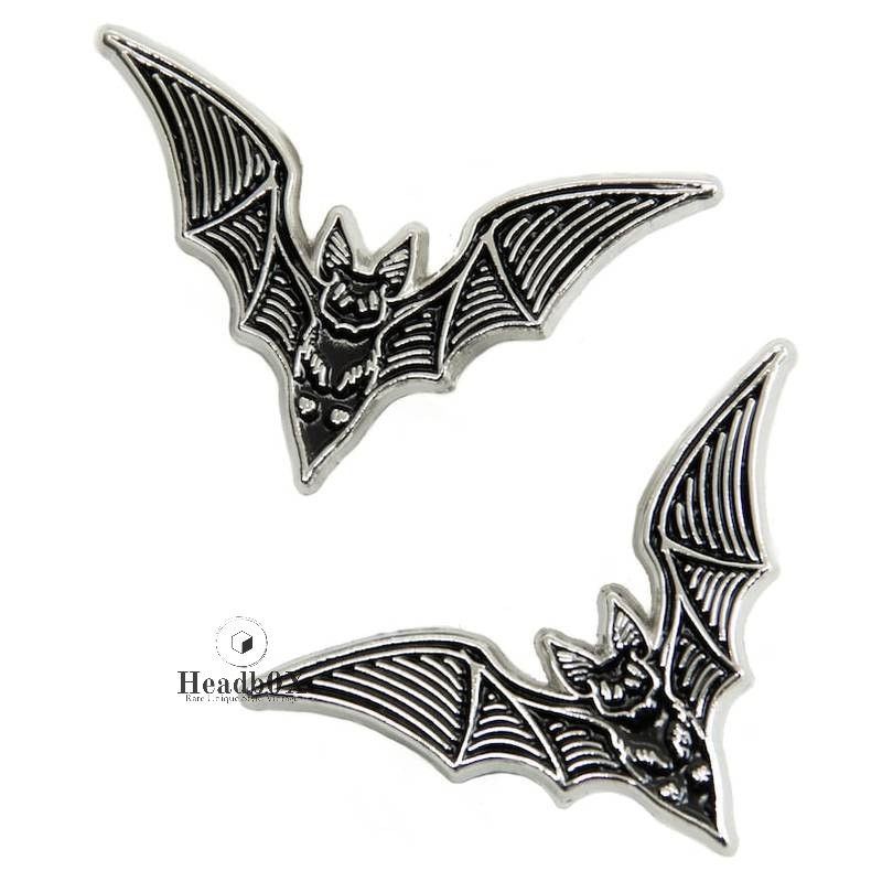 Jewelry 2pcs Bat Enamel Pin Size ONE SIZE - 2 Thumbnail