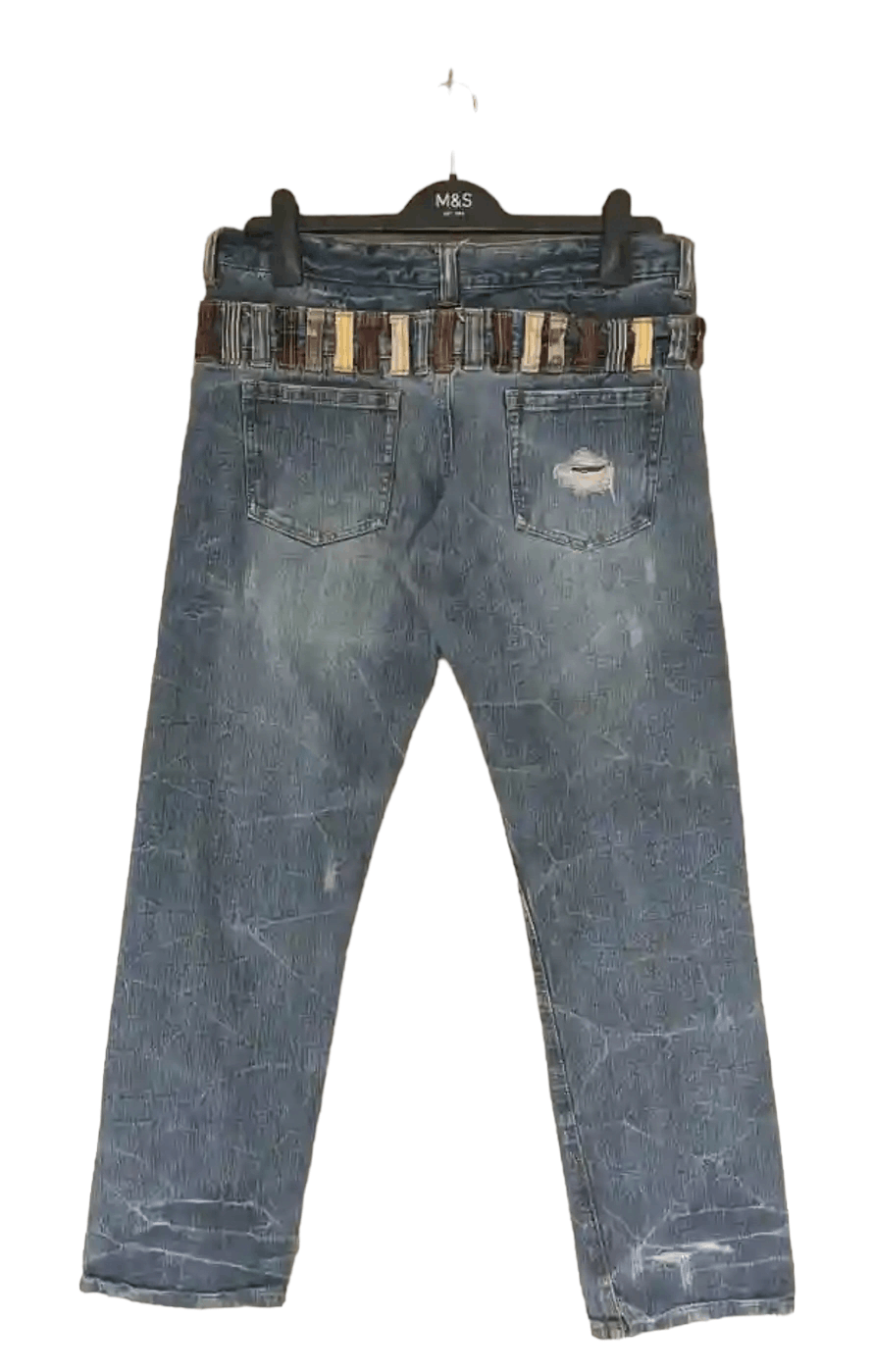 Japanese Brand Double Waist Distressed Denim Size US 32 / EU 48 - 2 Thumbnail