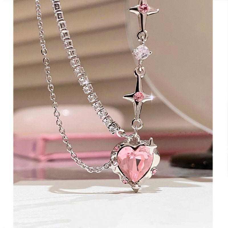 Jewelry Love Zircon Star Heart Pendant Necklace Size ONE SIZE - 1 Thumbnail