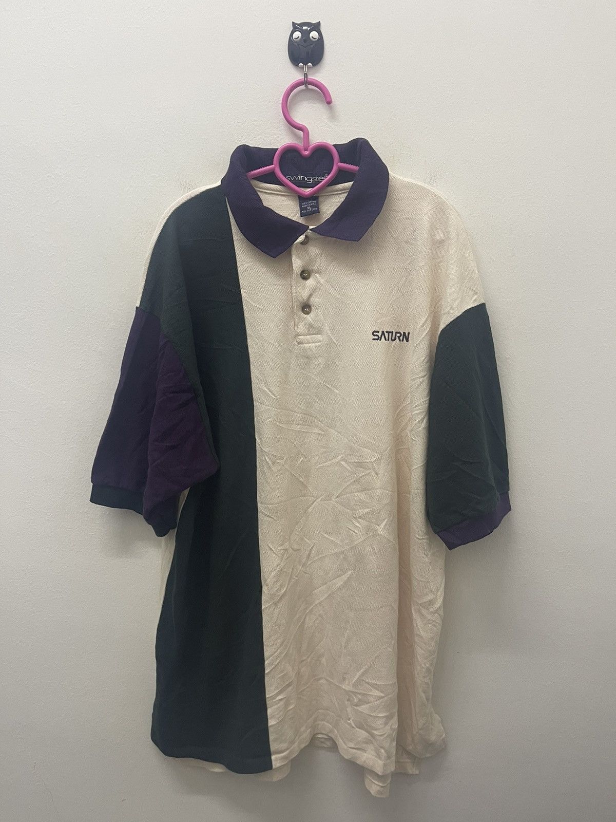 image of Made In USA x Swingster Vintage Swingster Saturn Multicolor Patchwork Polo, Men's (Size XL)