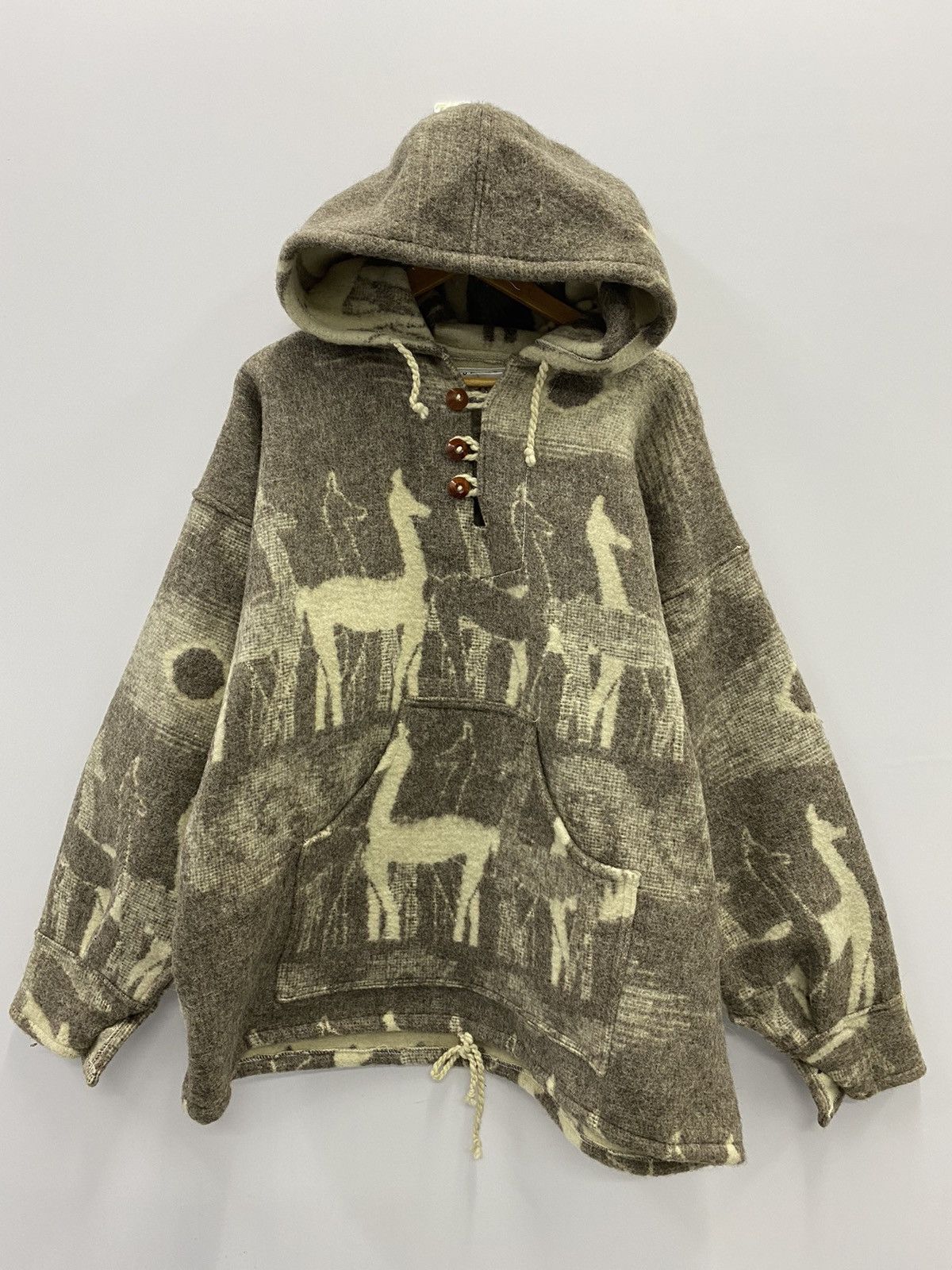 Handmade × Vintage Vintage Hand Woven Jacket Wool Overprinted Hoodie Size US XL / EU 56 / 4 - 1 Thumbnail