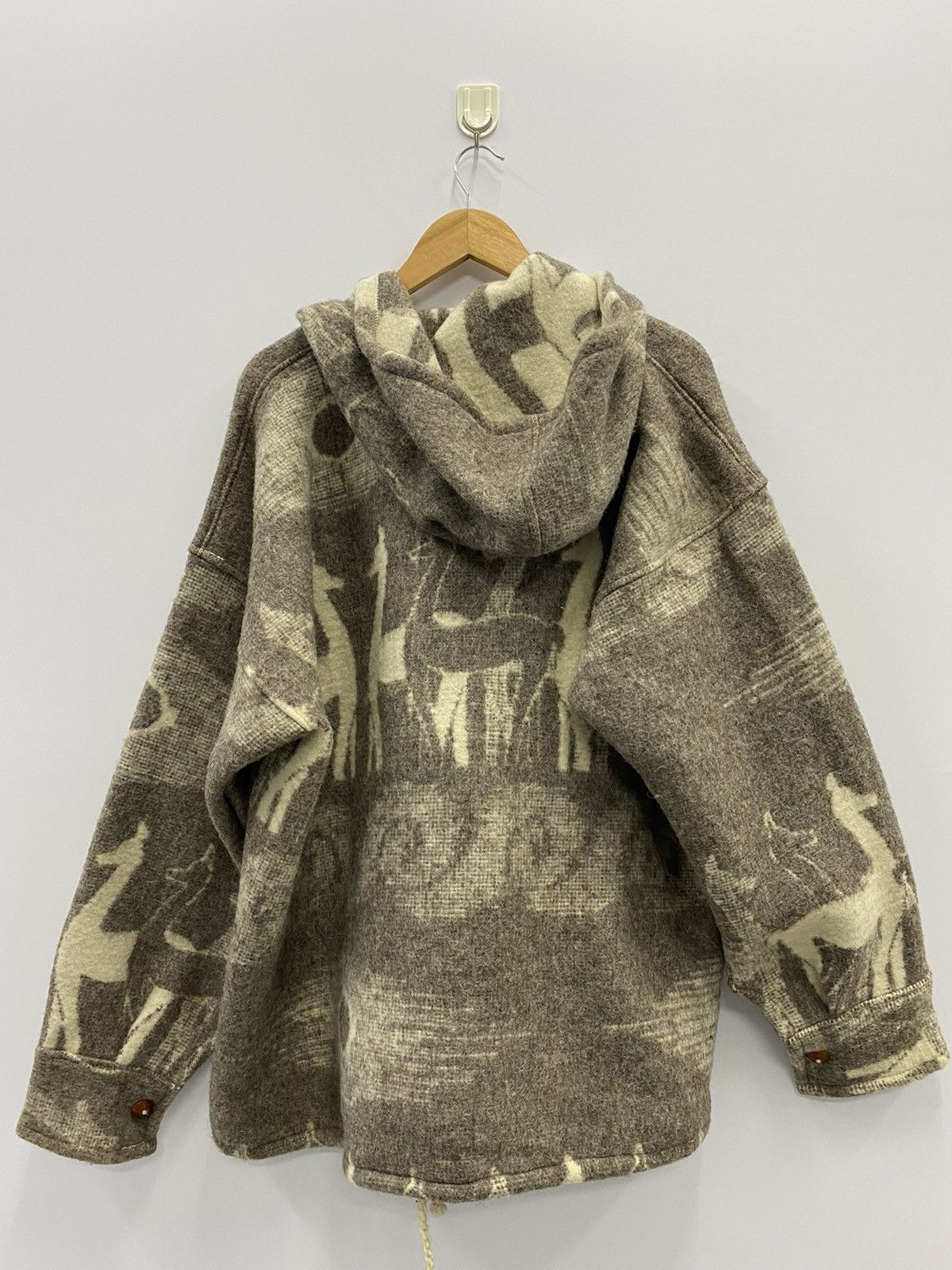 Handmade × Vintage Vintage Hand Woven Jacket Wool Overprinted Hoodie Size US XL / EU 56 / 4 - 2 Thumbnail