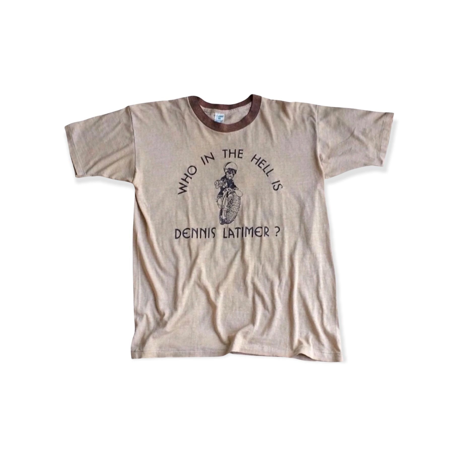 image of Gear For Sports x Racing Vintage 70's Dennis Latimer Paper Thin Tshirt in Brown Tan, Men's (Size XL