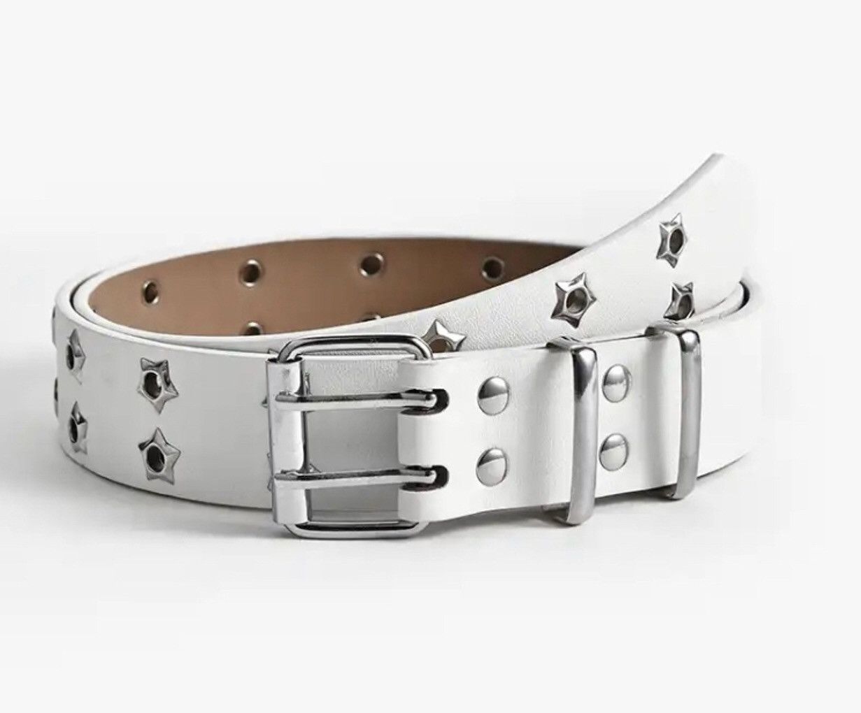 Streetwear White Color Star Eye Rivet Belt | Grailed