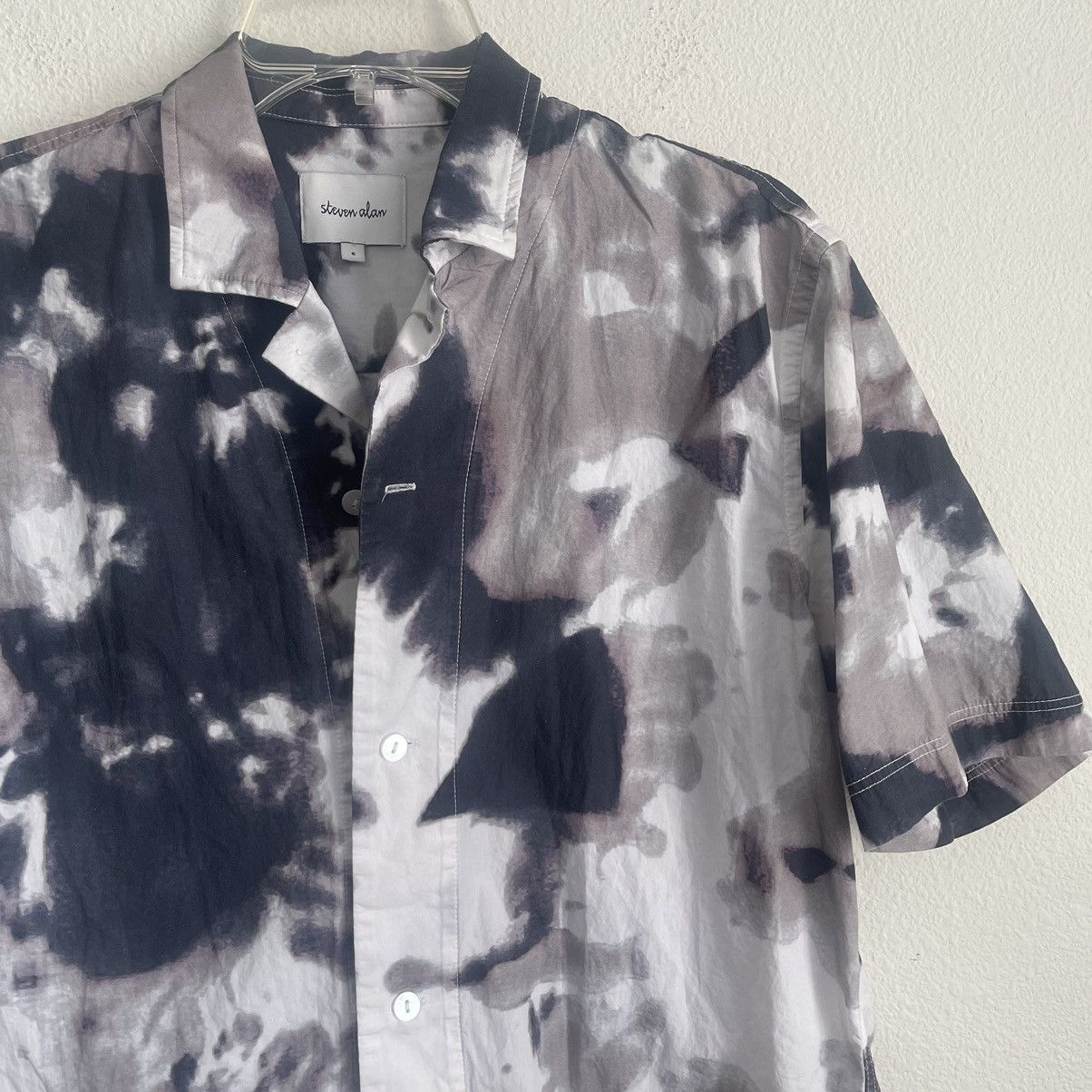 Steven Alan Short Sleeve Button Up Tie Dye Camp Shirt