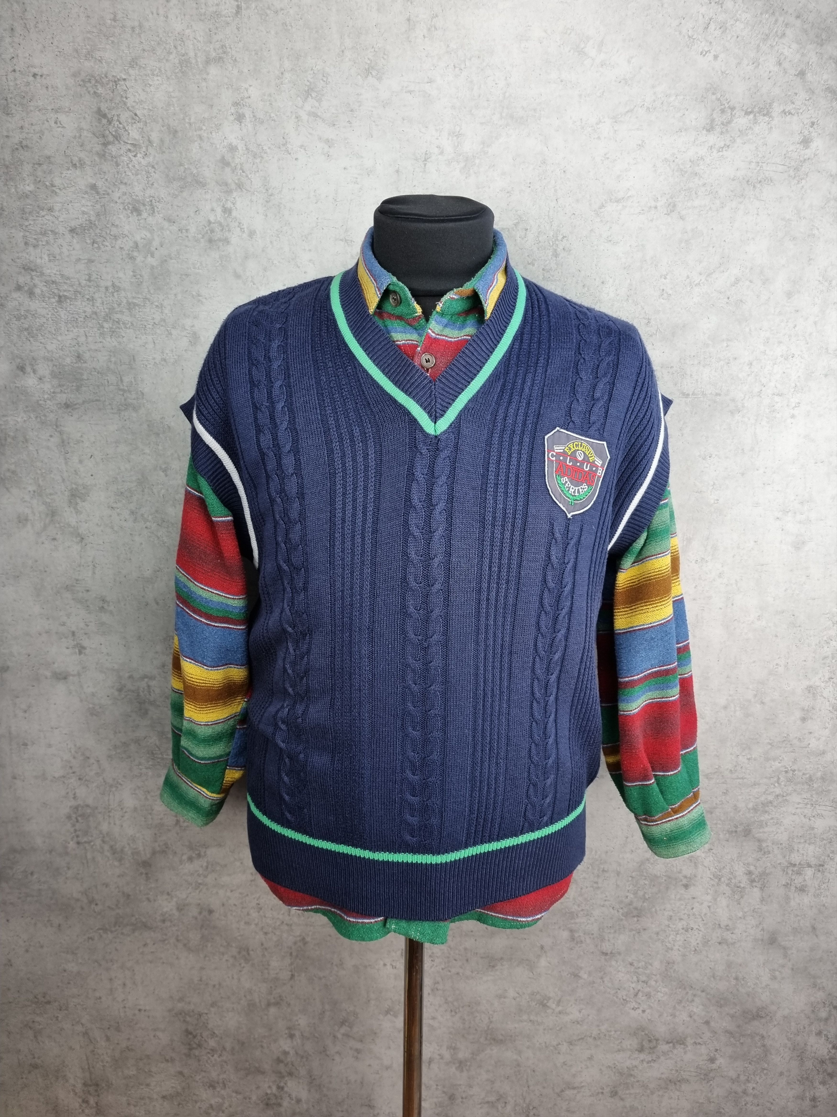 Adidas × Vintage 90s Rare ADIDAS Cable Knitted Wool Tennis Vest GOLF WANG Size US L / EU 52-54 / 3 - 3 Thumbnail
