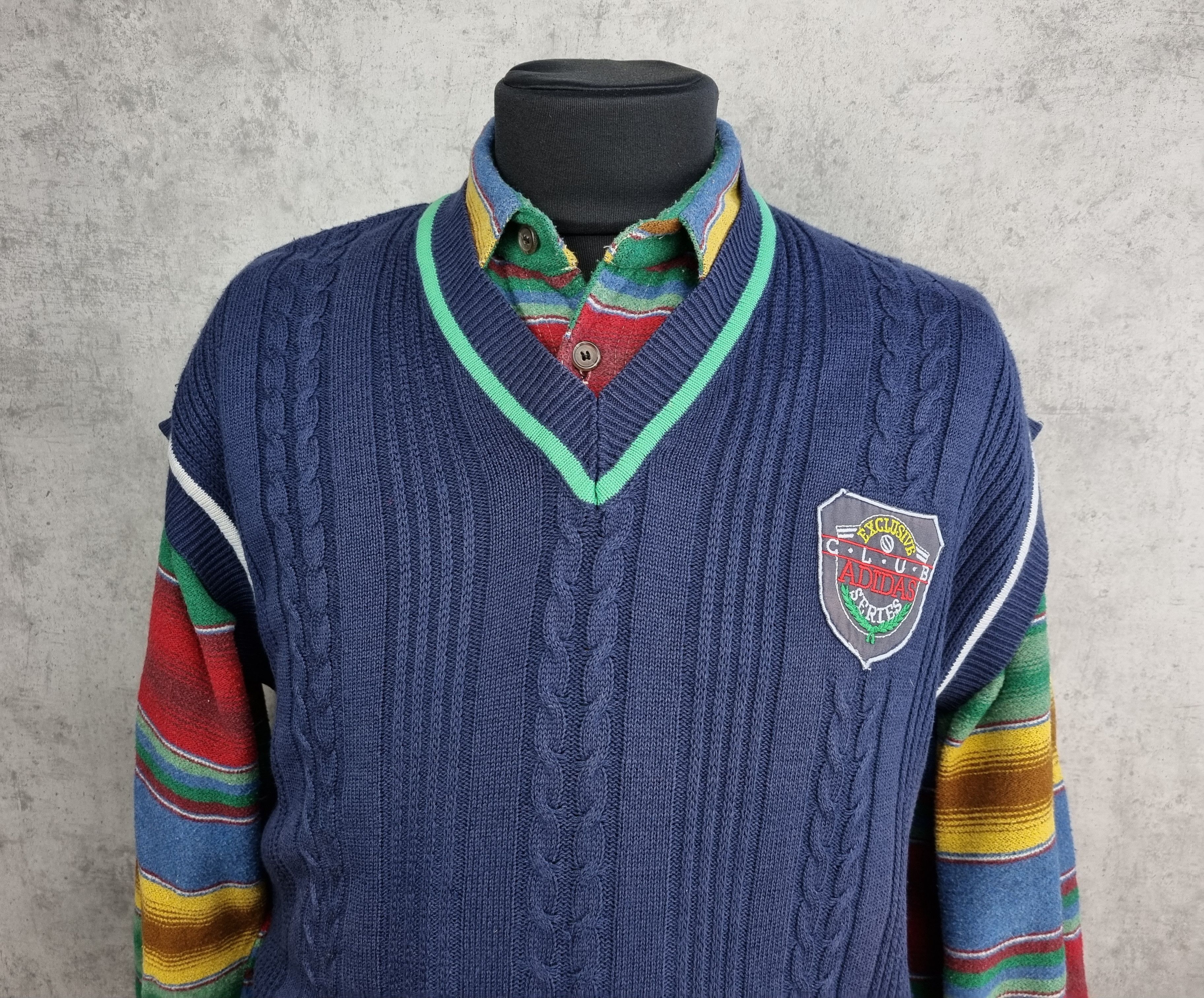 Adidas × Vintage 90s Rare ADIDAS Cable Knitted Wool Tennis Vest GOLF WANG Size US L / EU 52-54 / 3 - 2 Thumbnail