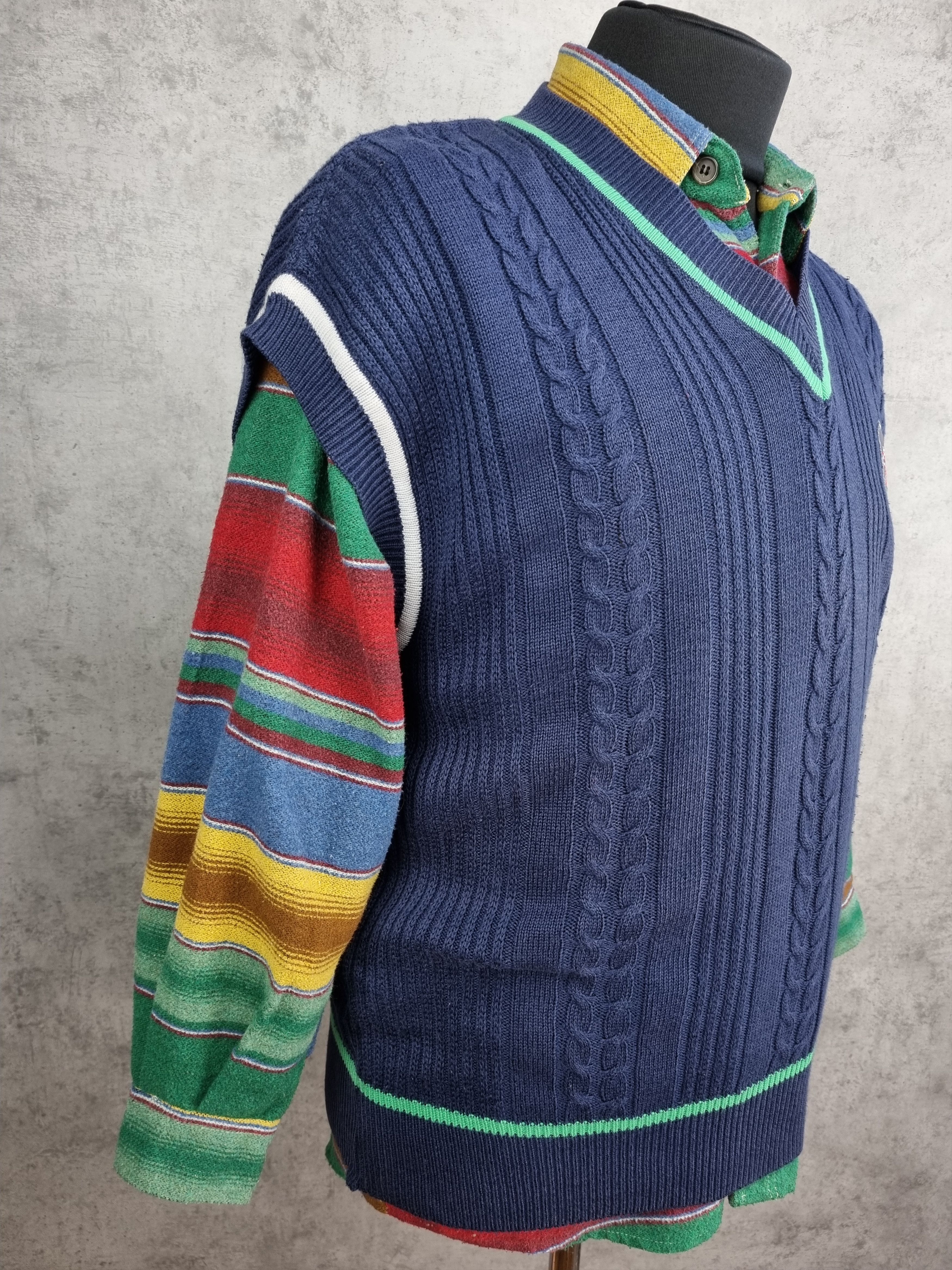 Adidas × Vintage 90s Rare ADIDAS Cable Knitted Wool Tennis Vest GOLF WANG Size US L / EU 52-54 / 3 - 11 Thumbnail