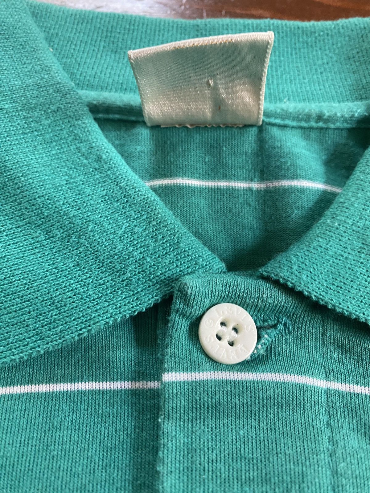 Levi's Vintage 80’s Levi’s Teal Striped Single Stitch Polo Size US XS / EU 42 / 0 - 9 Thumbnail