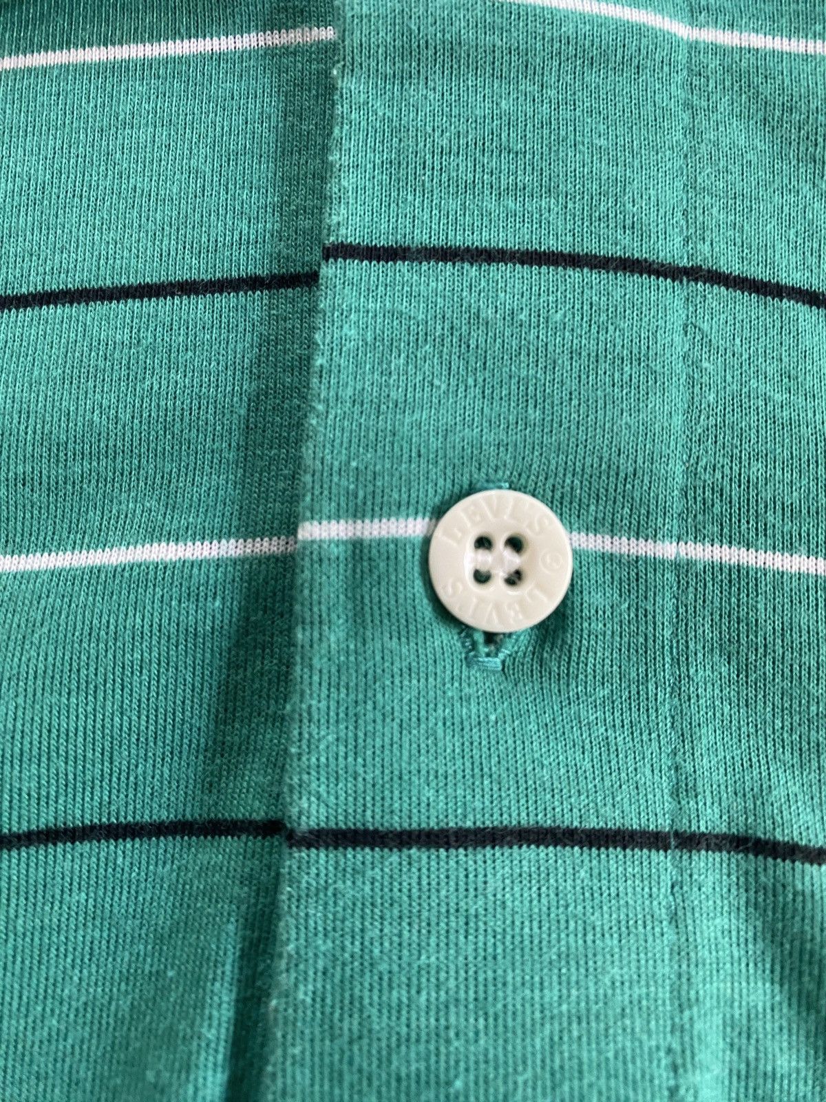 Levi's Vintage 80’s Levi’s Teal Striped Single Stitch Polo Size US XS / EU 42 / 0 - 7 Thumbnail