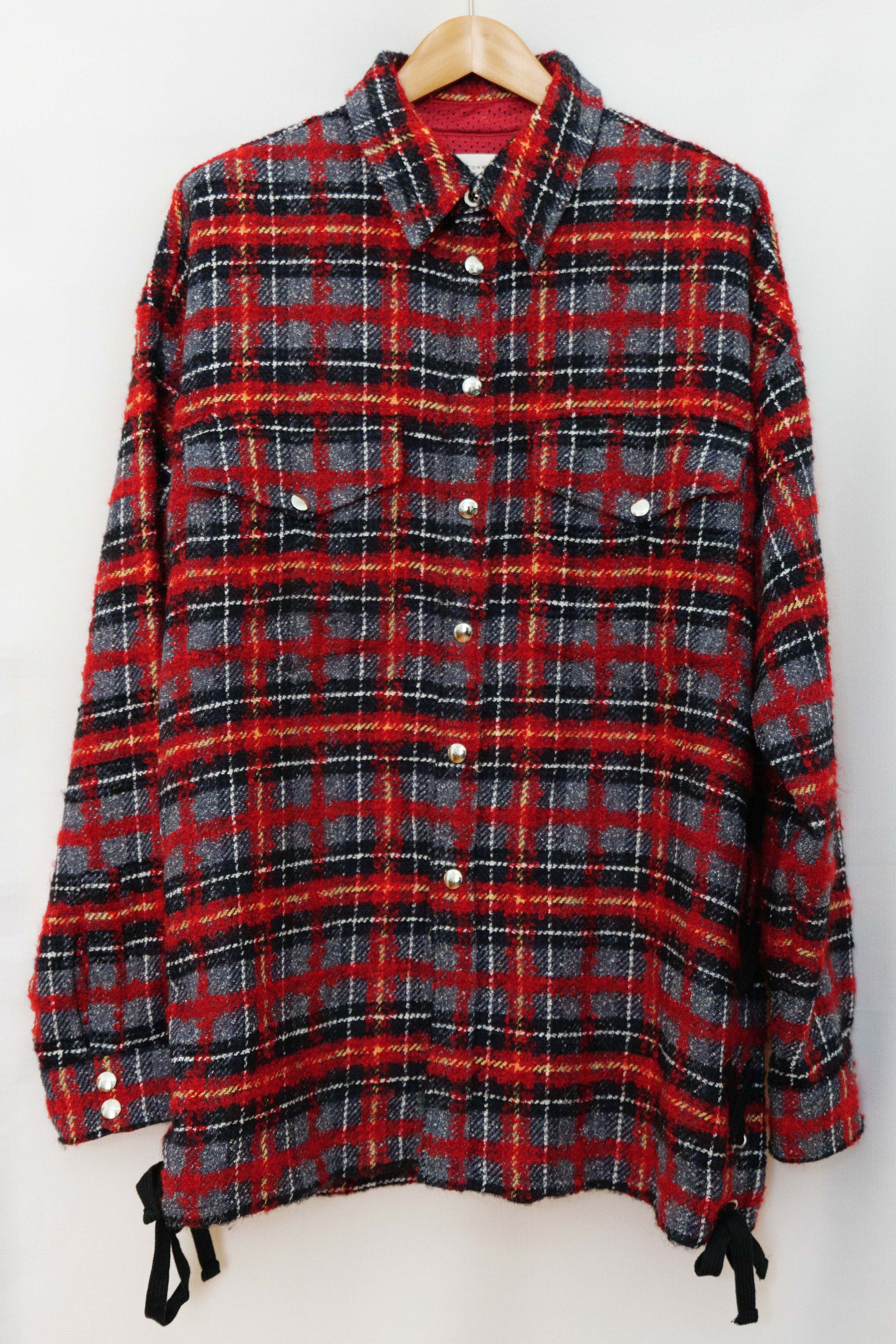 image of Faith Connexion Oversized Tweed Shirt Jacket in Red, Men's (Size Medium)