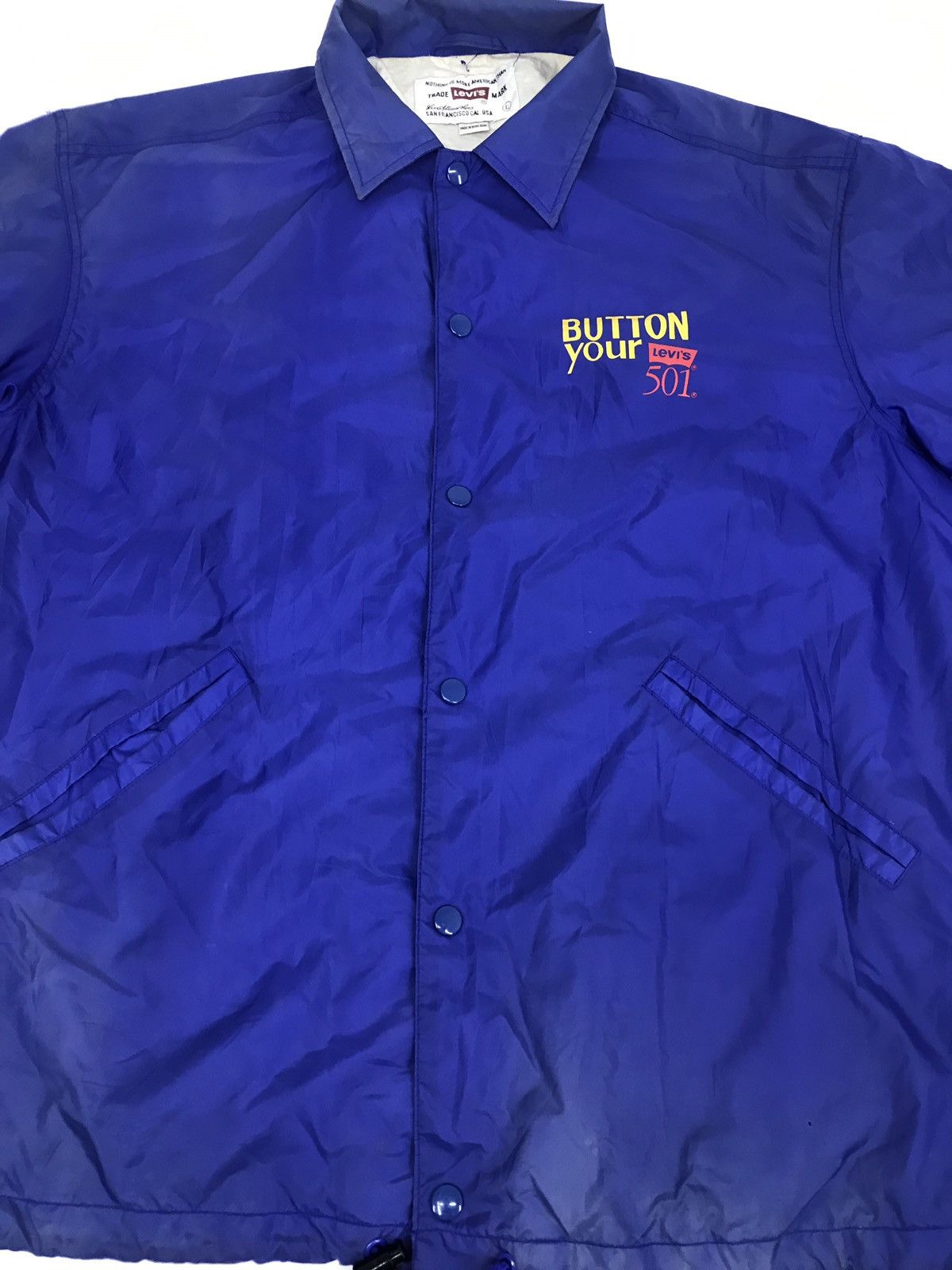 Levi's Vintage 90s Levis Button Fly Your 501 Windbreaker Jacket Size US XL / EU 56 / 4 - 5 Thumbnail