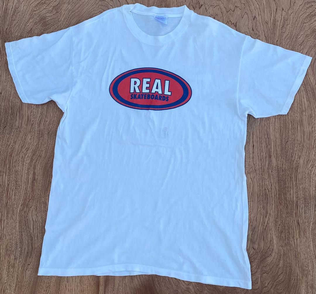 image of Hanes x Made In USA Vintage Tee Real Skateboard B4 in White, Men's (Size Large)