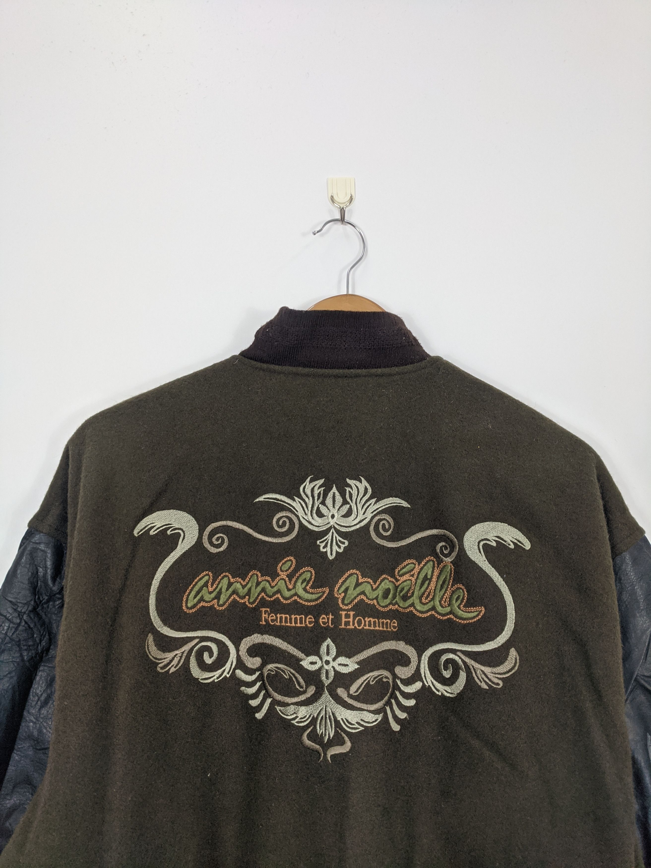 Japanese Brand × Vintage Vintage 90s Japanese Brand Leather Sleeve Varsity V0150 Size US M / EU 48-50 / 2 - 11 Thumbnail