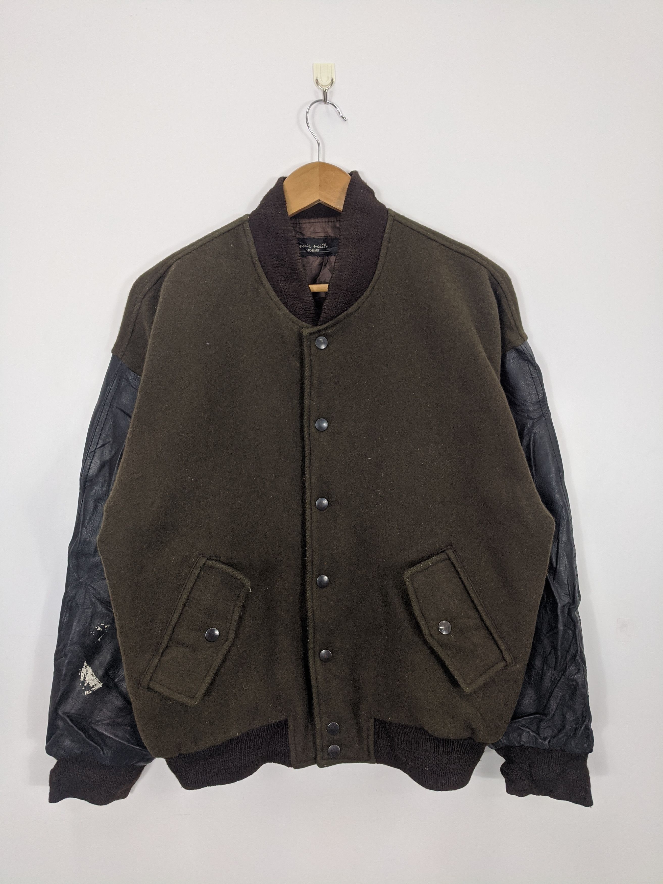 Japanese Brand × Vintage Vintage 90s Japanese Brand Leather Sleeve Varsity V0150 Size US M / EU 48-50 / 2 - 2 Thumbnail
