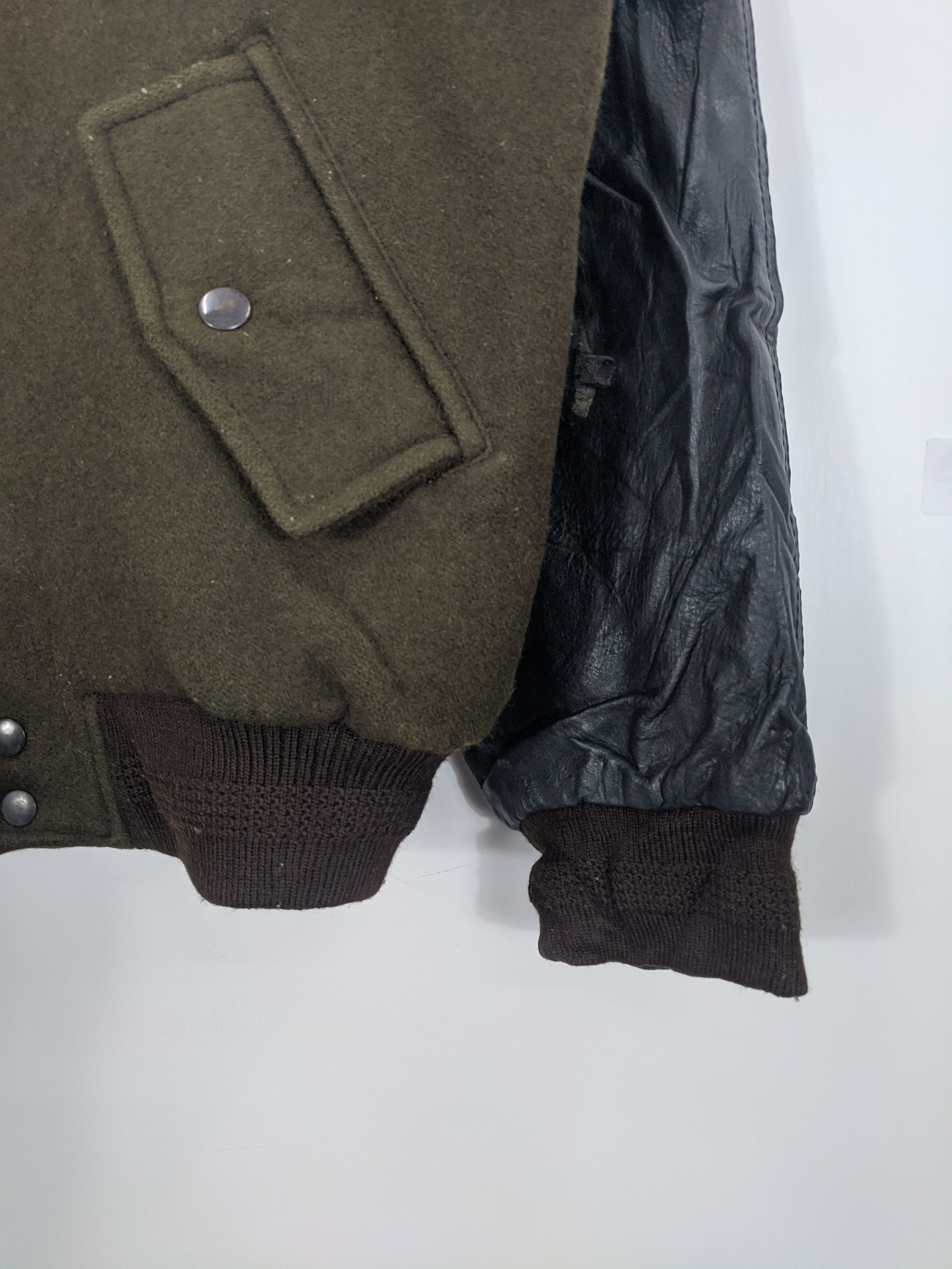 Japanese Brand × Vintage Vintage 90s Japanese Brand Leather Sleeve Varsity V0150 Size US M / EU 48-50 / 2 - 5 Thumbnail