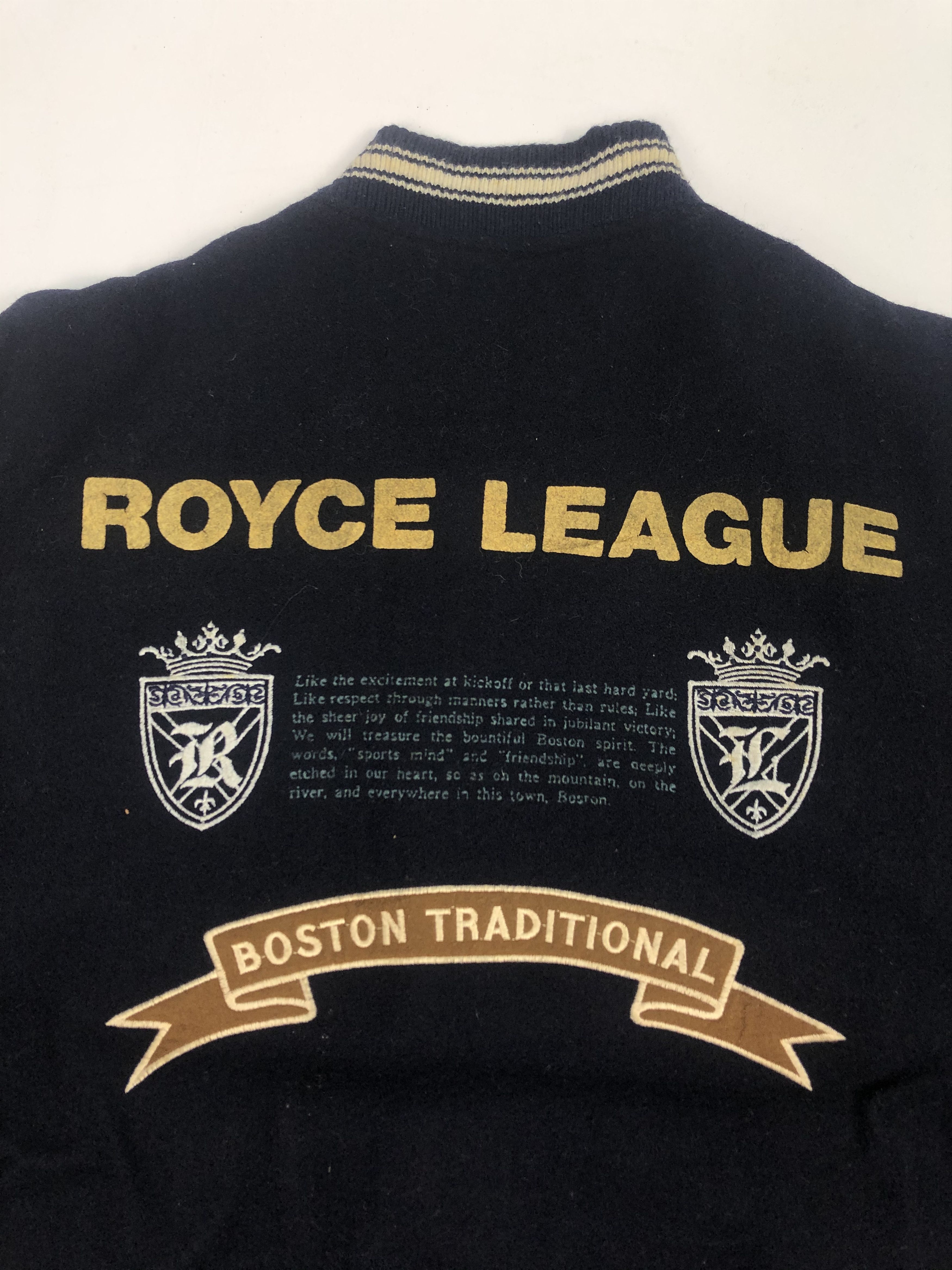 Japanese Brand Vintage 90s Royce Leagu Varsity Leather Jacket Black V0063 Size US L / EU 52-54 / 3 - 3 Thumbnail