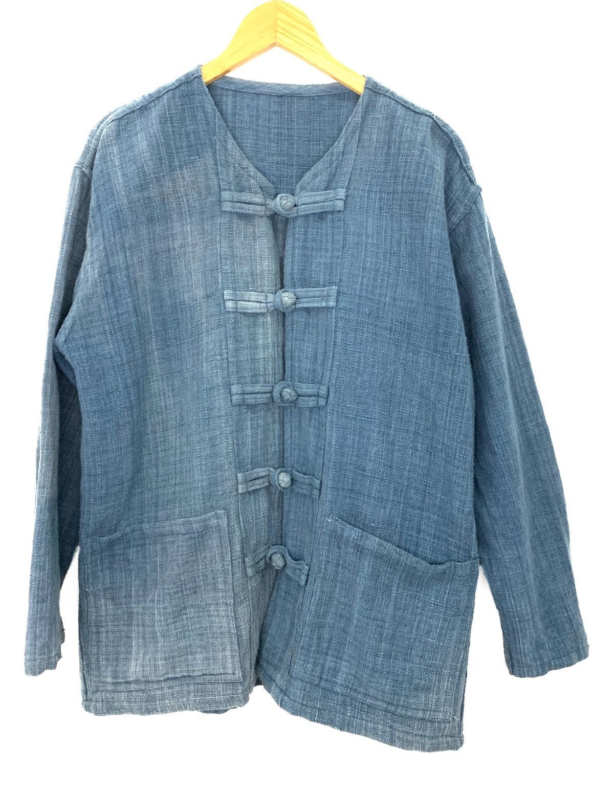 Indigo × Japanese Brand 🎌 Vintage Traditional Chinese Button Kimono Visvim Style Size US L / EU 52-54 / 3 - 1 Thumbnail