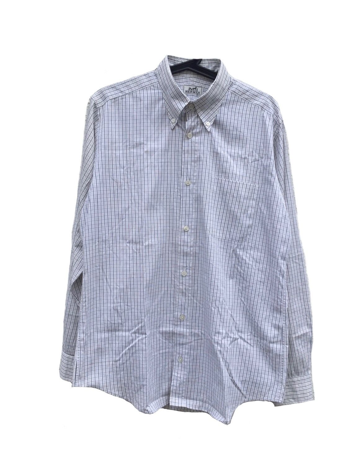 Hermes 1990s Hermes Checkered Long Sleeve Shirt Size US L / EU 52-54 / 3 - 1 Thumbnail