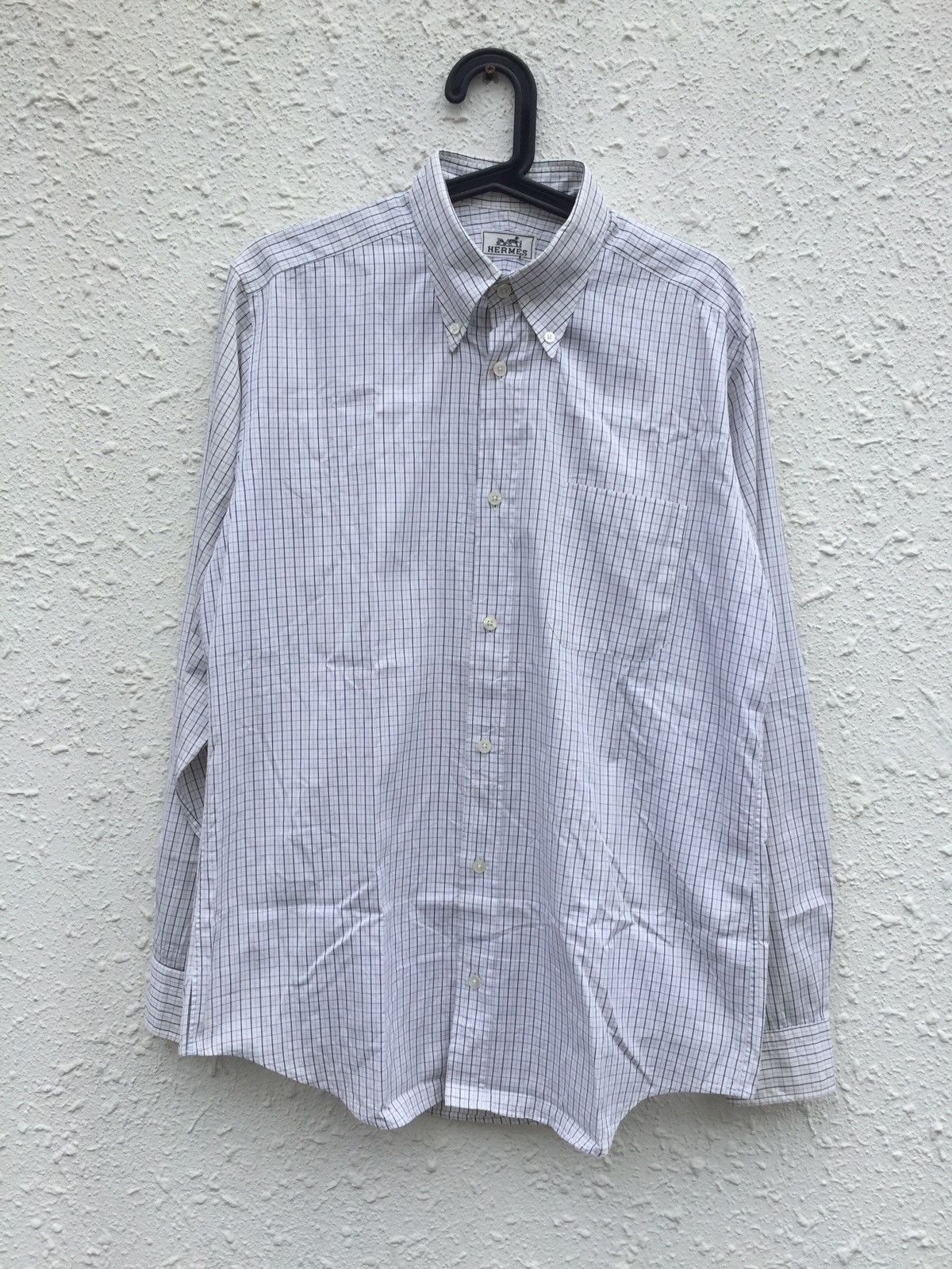 Hermes 1990s Hermes Checkered Long Sleeve Shirt Size US L / EU 52-54 / 3 - 2 Thumbnail
