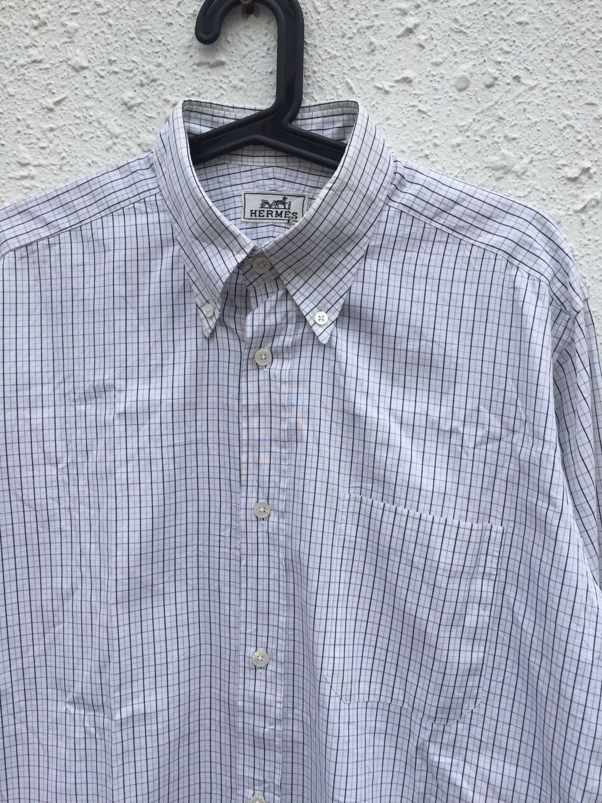 Hermes 1990s Hermes Checkered Long Sleeve Shirt Size US L / EU 52-54 / 3 - 3 Thumbnail