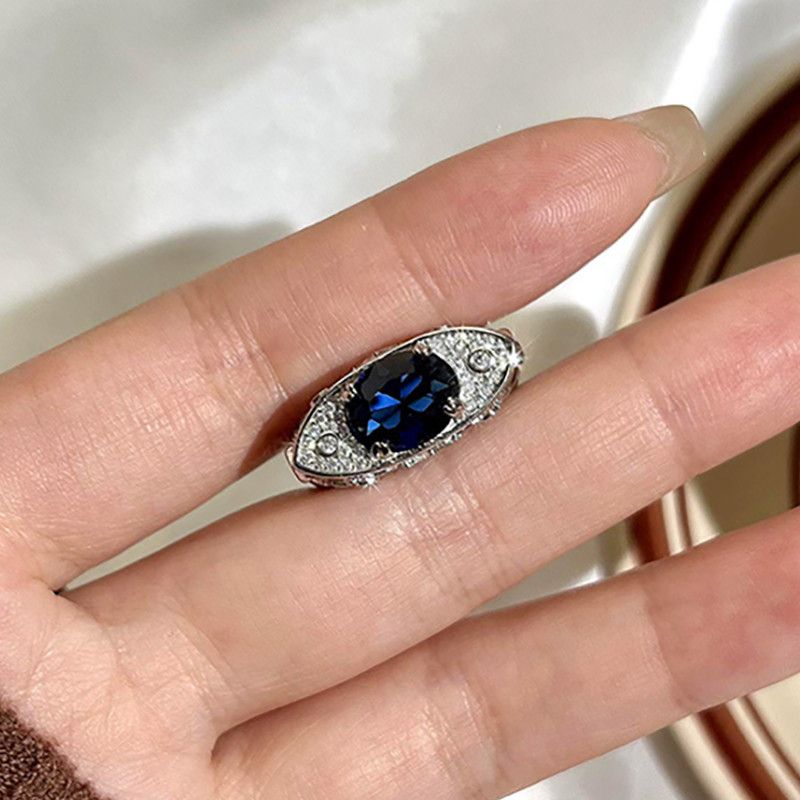 Jewelry Sparkling Blue Zircon Ring Size ONE SIZE - 2 Thumbnail