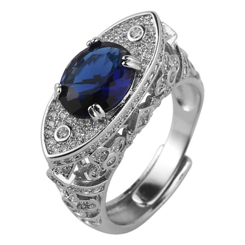 Jewelry Sparkling Blue Zircon Ring Size ONE SIZE - 1 Thumbnail