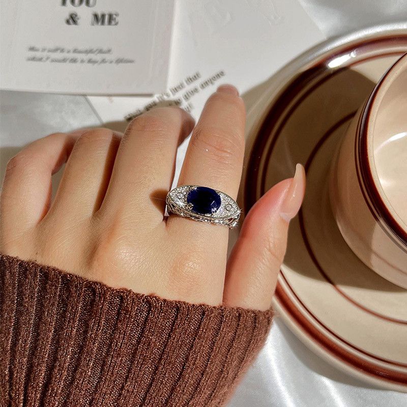 Jewelry Sparkling Blue Zircon Ring Size ONE SIZE - 4 Thumbnail