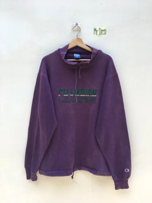 image of 90's Champion Big Logo Spell Out Sweater in Purple, Men's (Size Large)