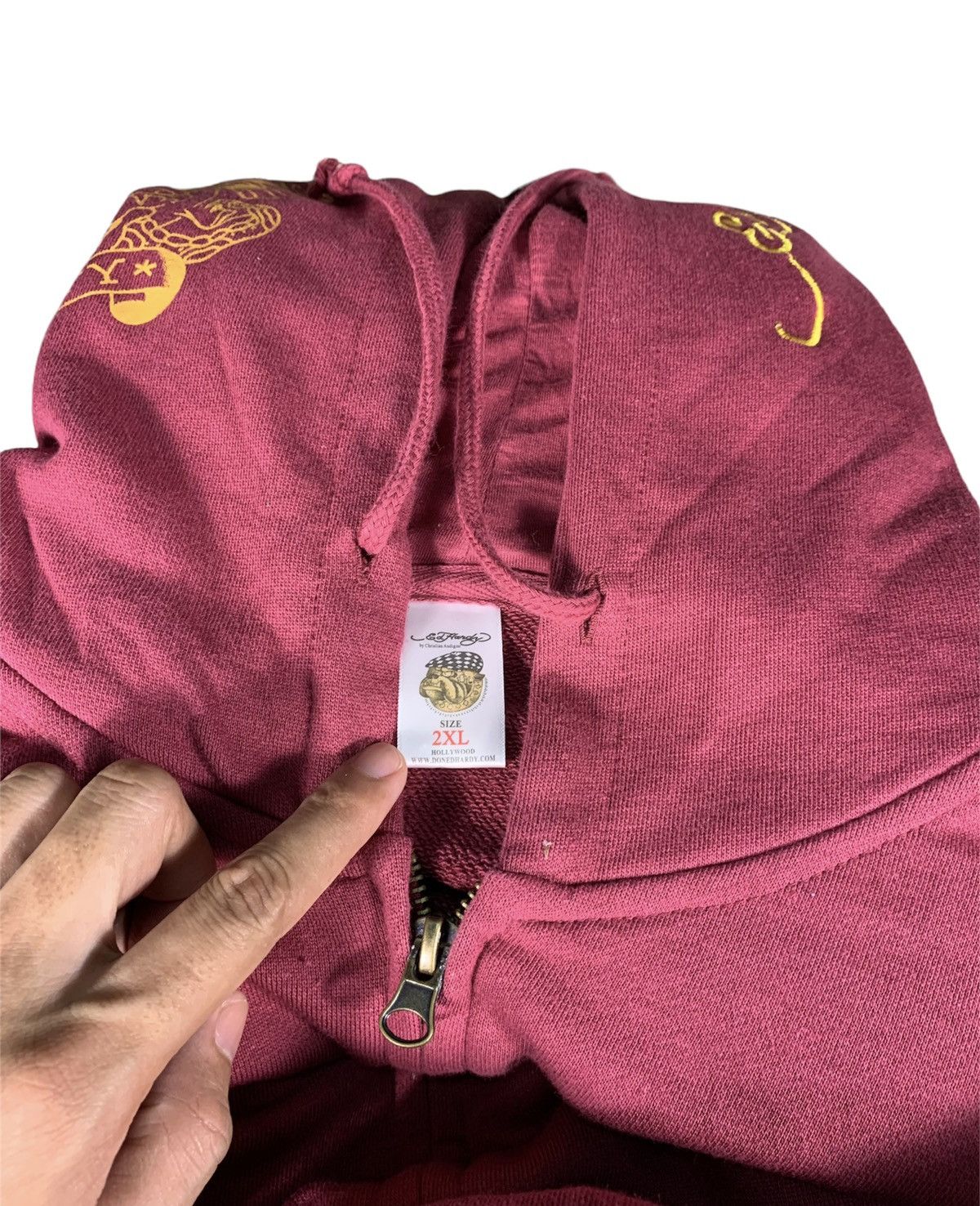 Designer × Ed Hardy Rare Ed Hardy Hoodie New City Plum Colour Size US XXL / EU 58 / 5 - 4 Thumbnail