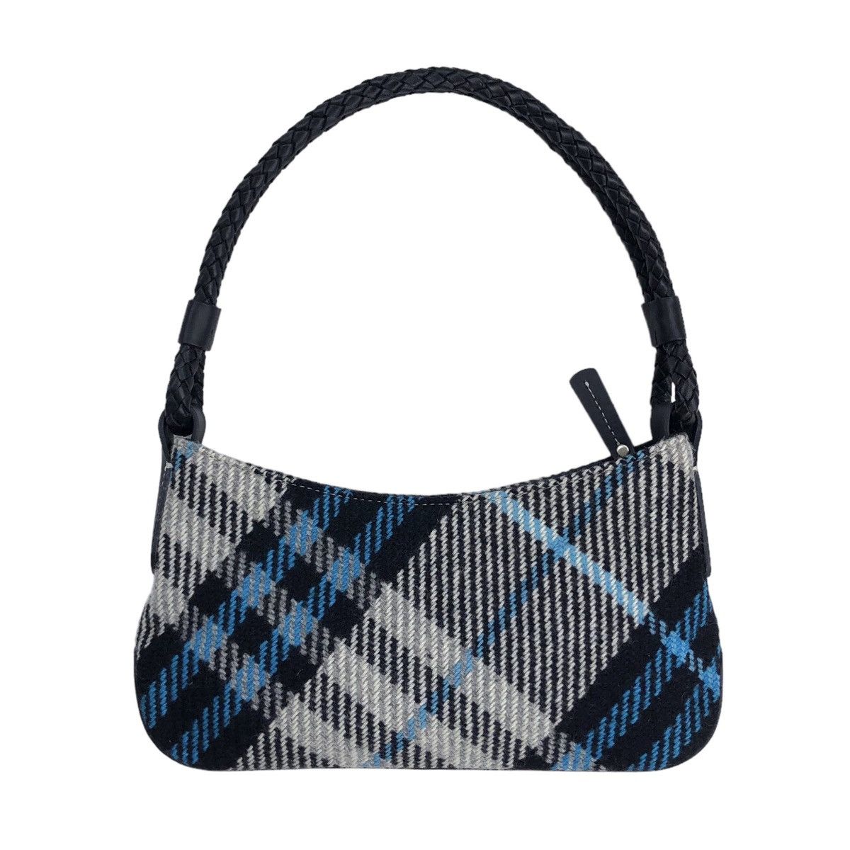Burberry Plaid Wool Women Underarm Handbag Bags Luggage