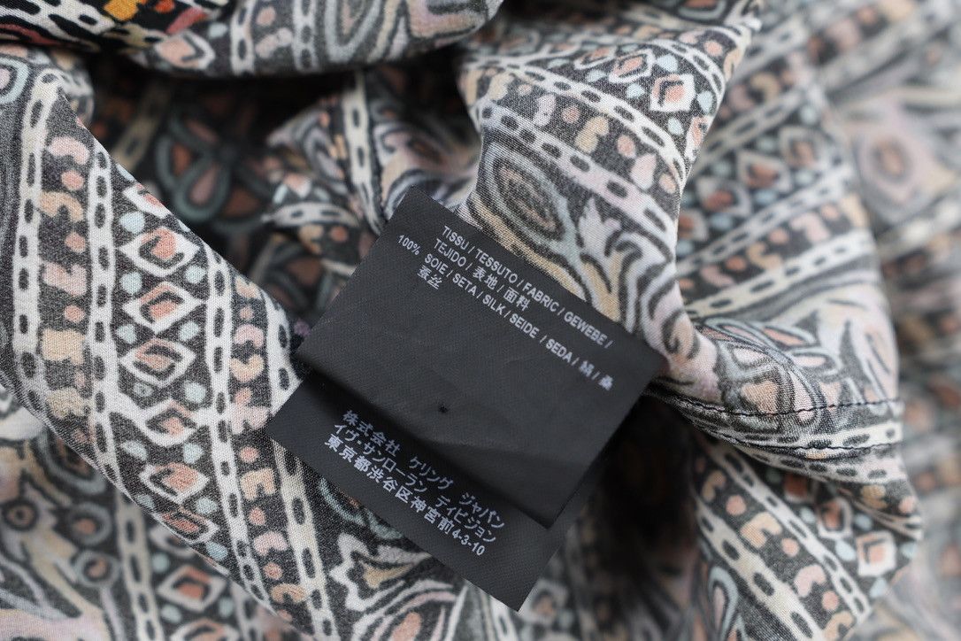 Hedi Slimane × Saint Laurent Paris Saint Laurent Silk Nehru Collar Multi Pattern Shirt Size US L / EU 52-54 / 3 - 11 Thumbnail
