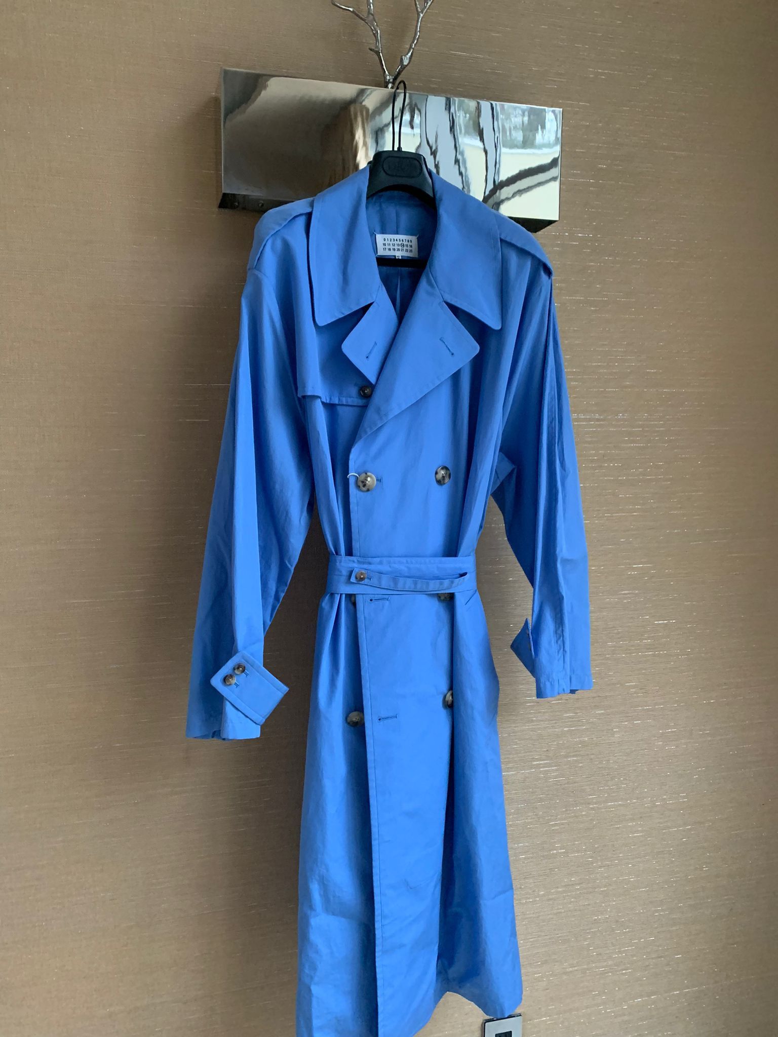 Maison Margiela Belted Long Peacoat in Light Blue Size US S / EU 44-46 / 1 - 4 Thumbnail