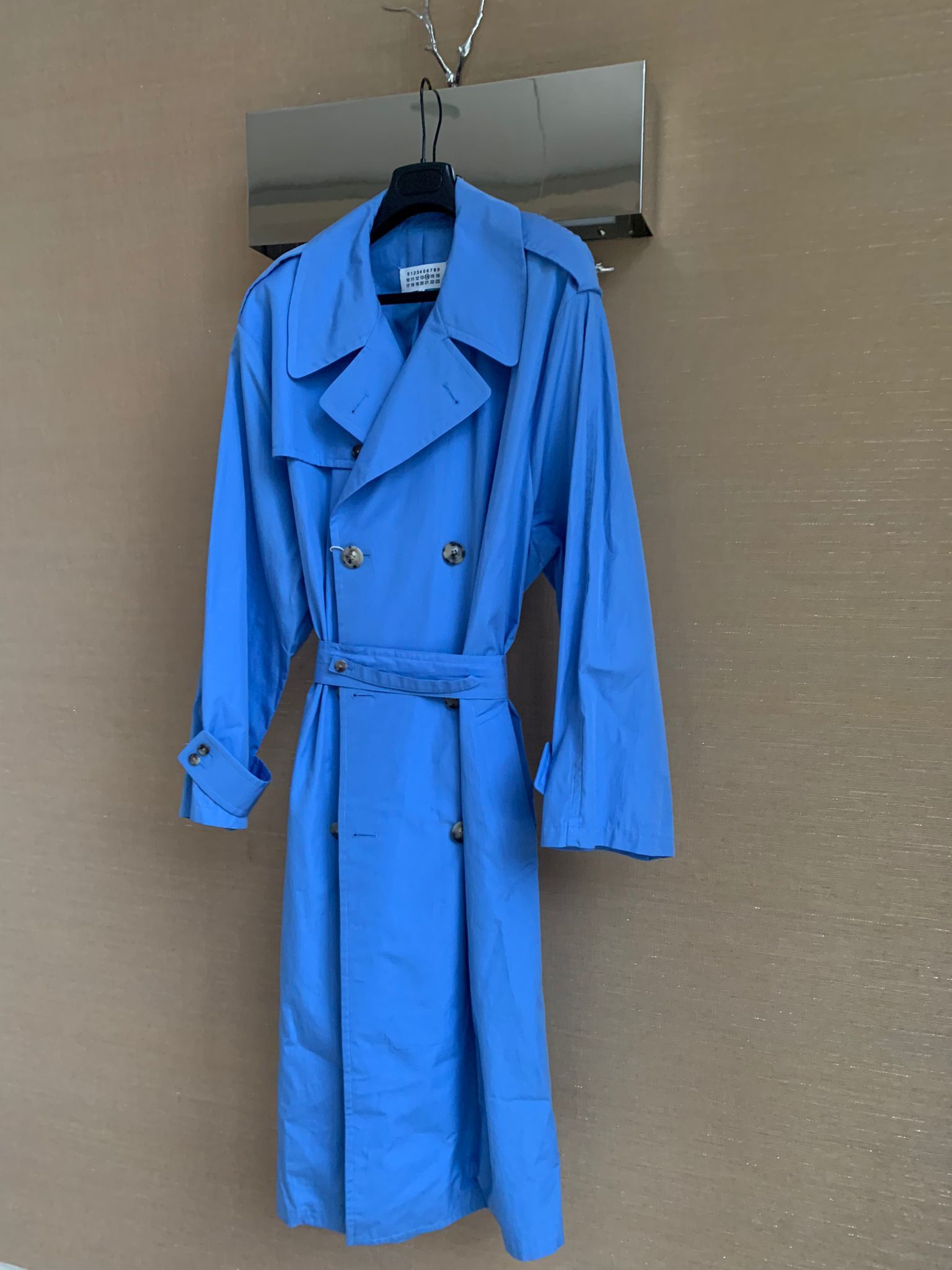 Maison Margiela Belted Long Peacoat in Light Blue Size US S / EU 44-46 / 1 - 9 Thumbnail