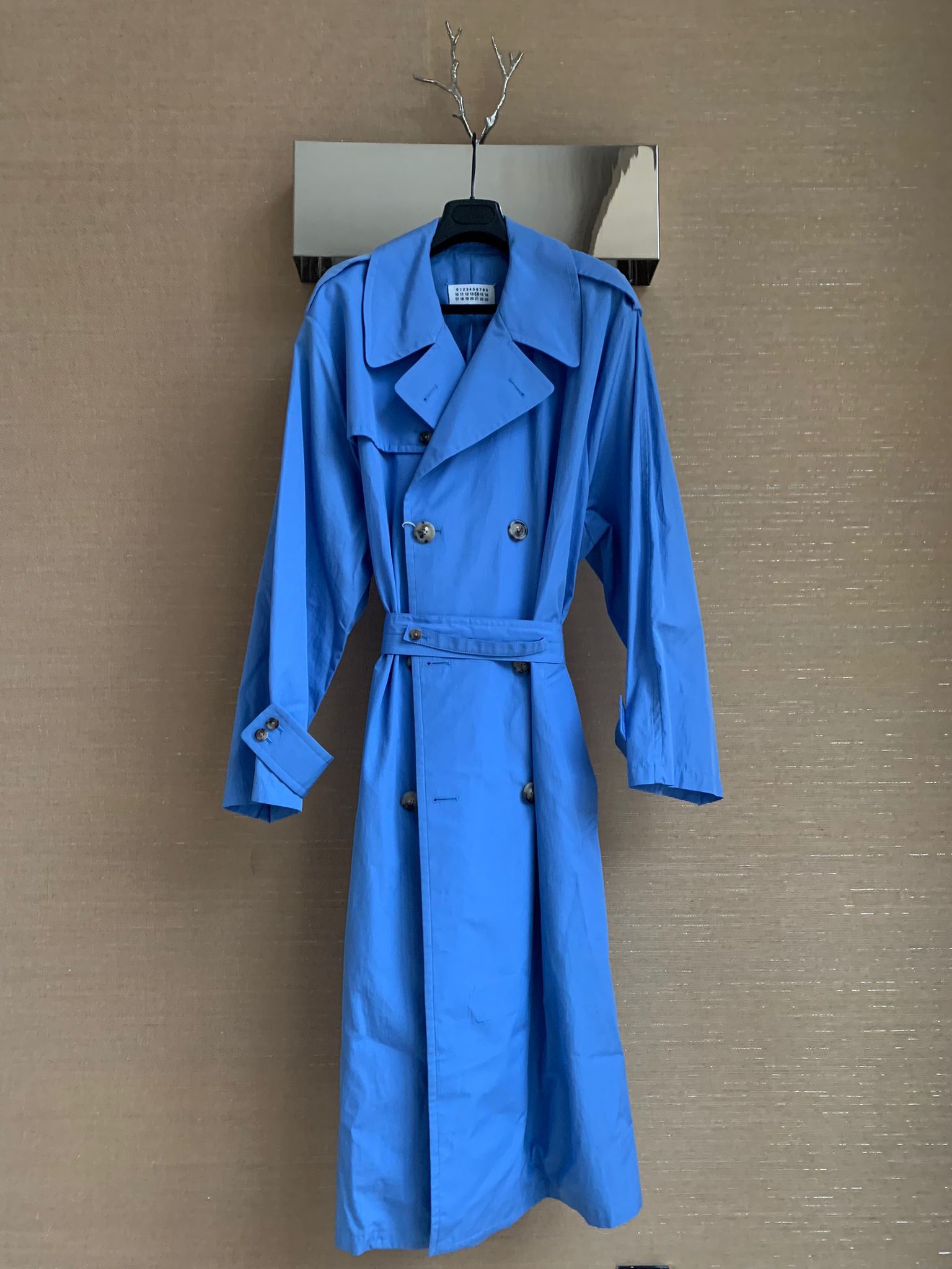 Maison Margiela Belted Long Peacoat in Light Blue Size US S / EU 44-46 / 1 - 2 Thumbnail