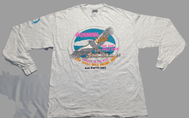 image of San Diego Wild Animal Park Long Sleeve Running Tee in Grey, Men's (Size XL)