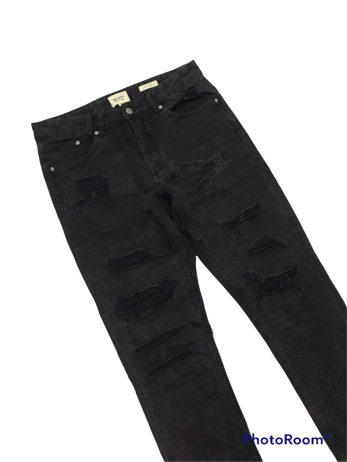 image of Archival Clothing x Insight Hotinsight City Riot Distressed Trasher Inspired Amiri in Black (Size 3