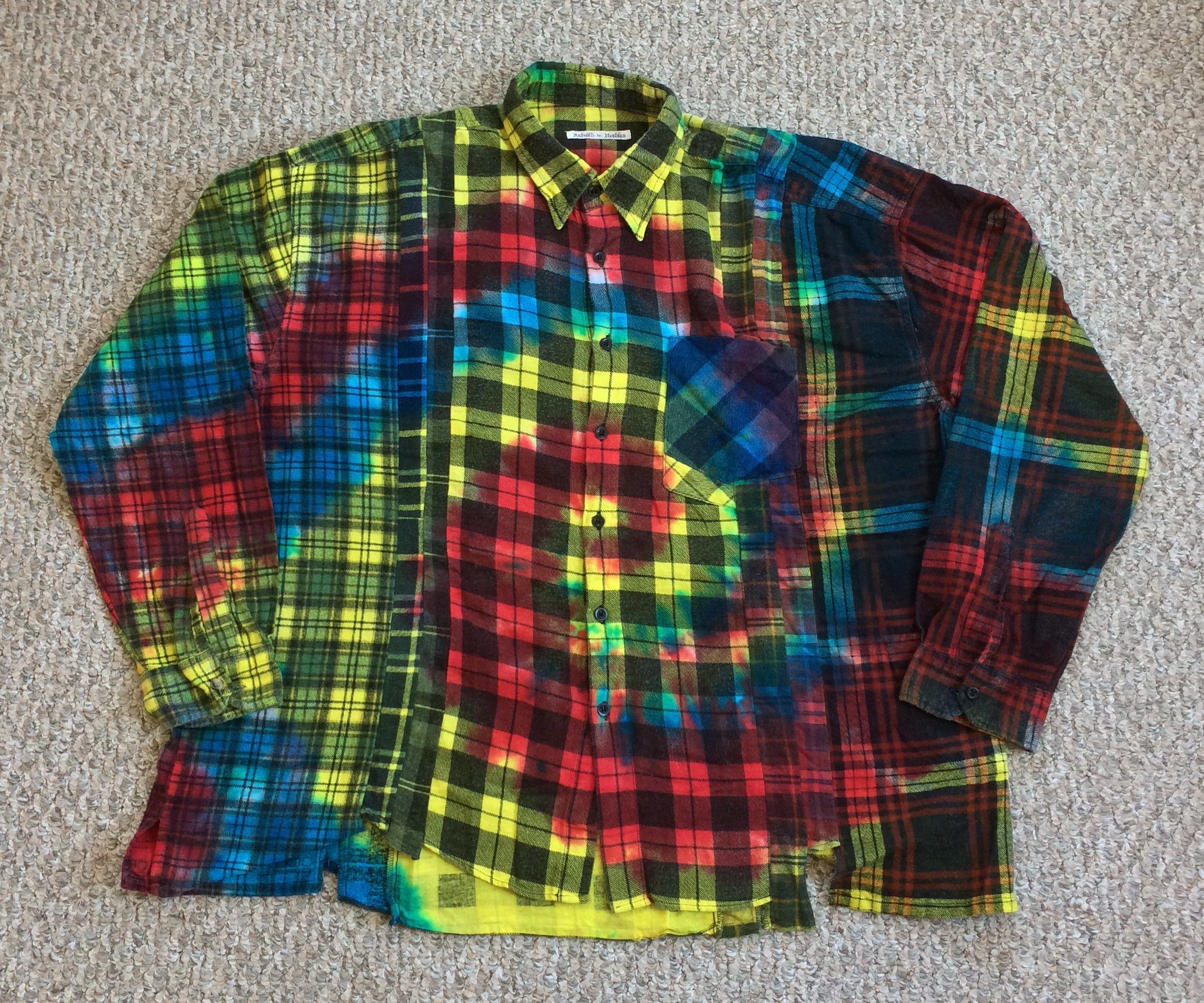 image of Rebuild By Needles Wide 7 Cut Tie Dye Flannel in Mix, Men's (Size XL)