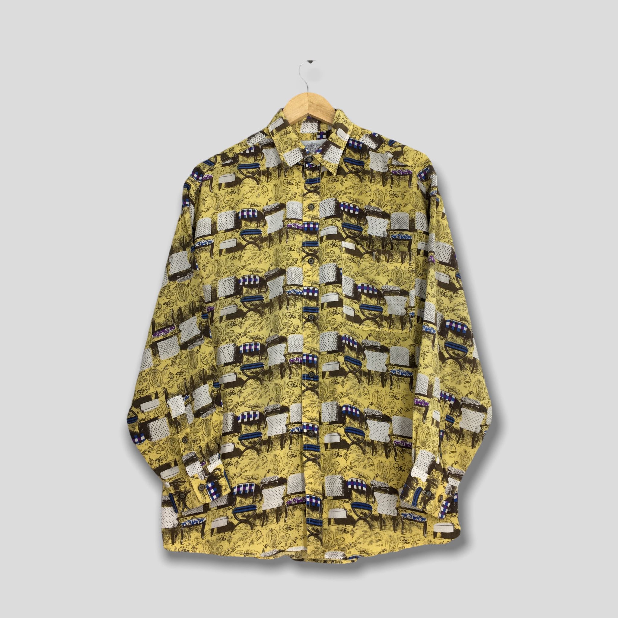 Designer × Vintage Vintage Novelty Baroque Chair Pop Art Silk Shirt Medium Size US M / EU 48-50 / 2 - 1 Thumbnail