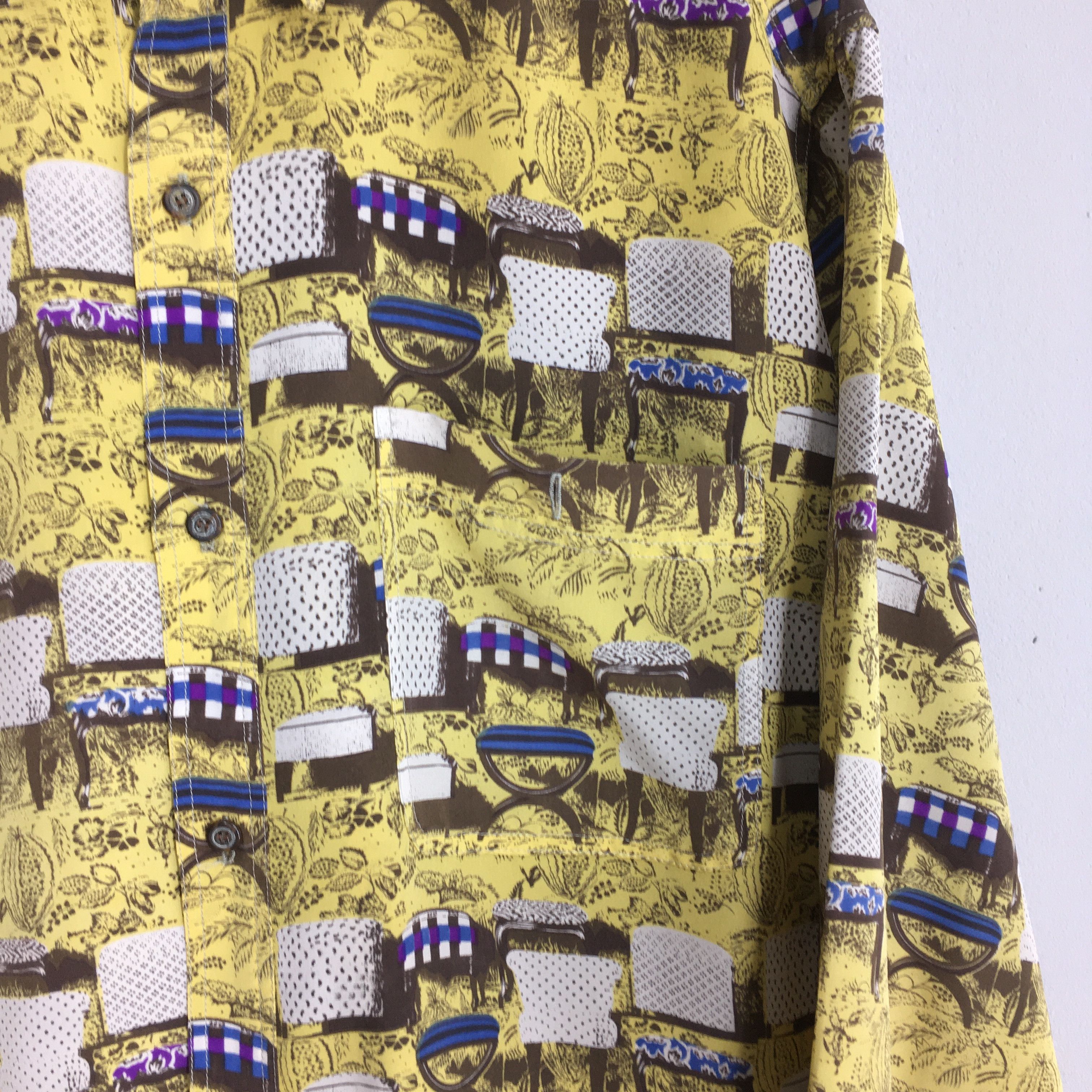 Designer × Vintage Vintage Novelty Baroque Chair Pop Art Silk Shirt Medium Size US M / EU 48-50 / 2 - 4 Thumbnail