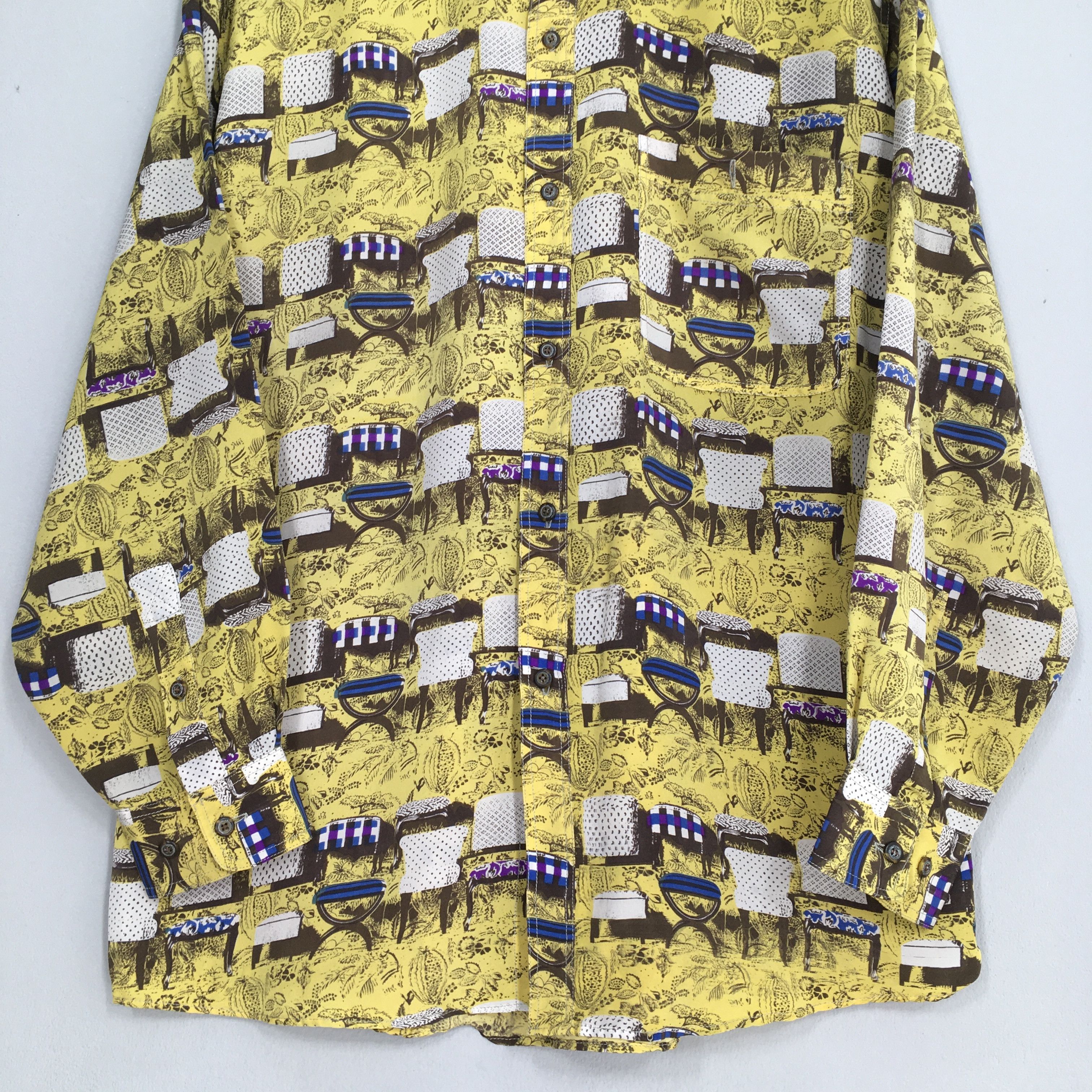 Designer × Vintage Vintage Novelty Baroque Chair Pop Art Silk Shirt Medium Size US M / EU 48-50 / 2 - 3 Thumbnail